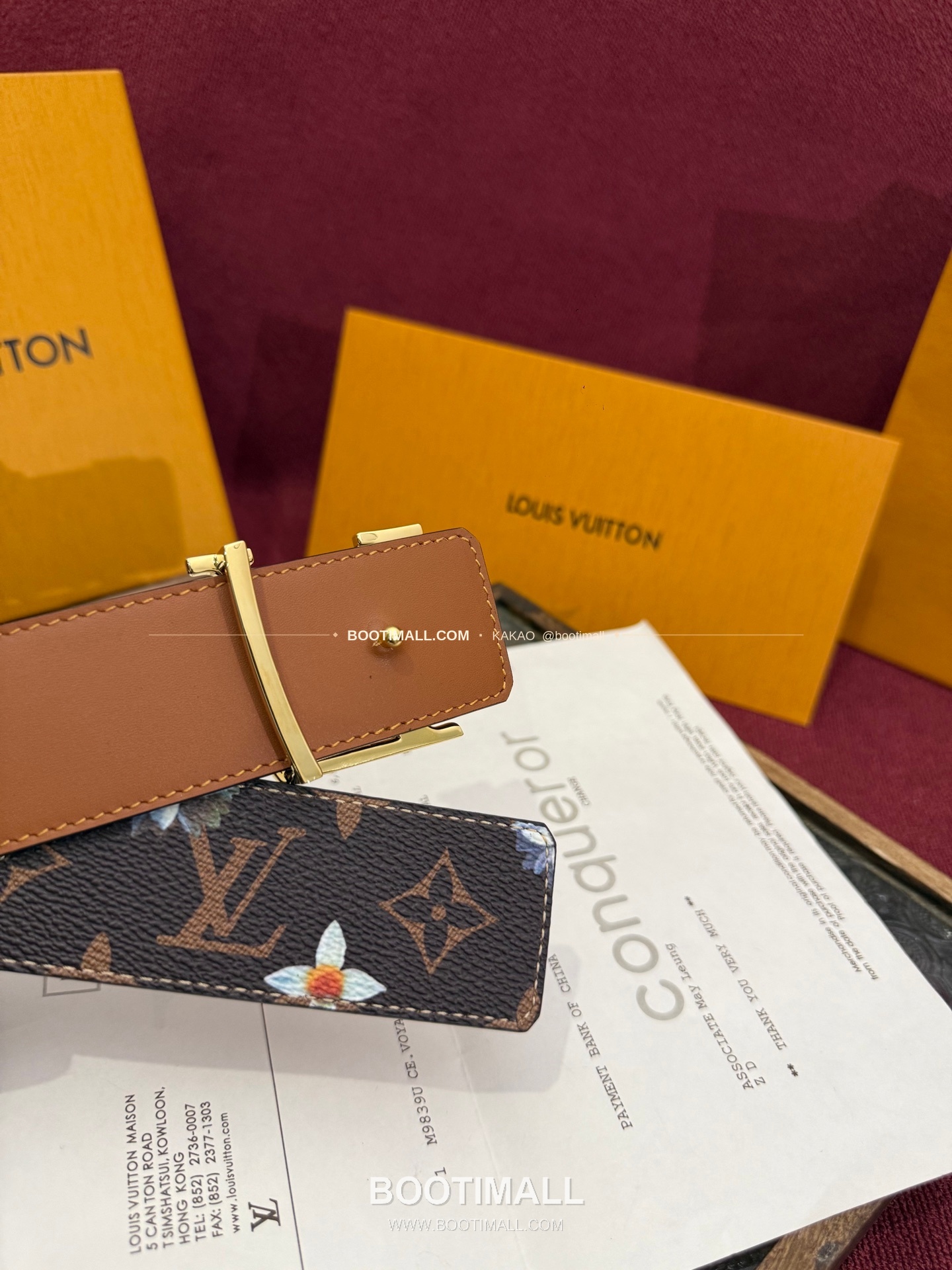 루이비통 LV 이니셜 모노그램 플라워 캔버스 리버서블 벨트 Louis Vuitton LV Initiales Monogram Flower Canvas Reversible Belt 4