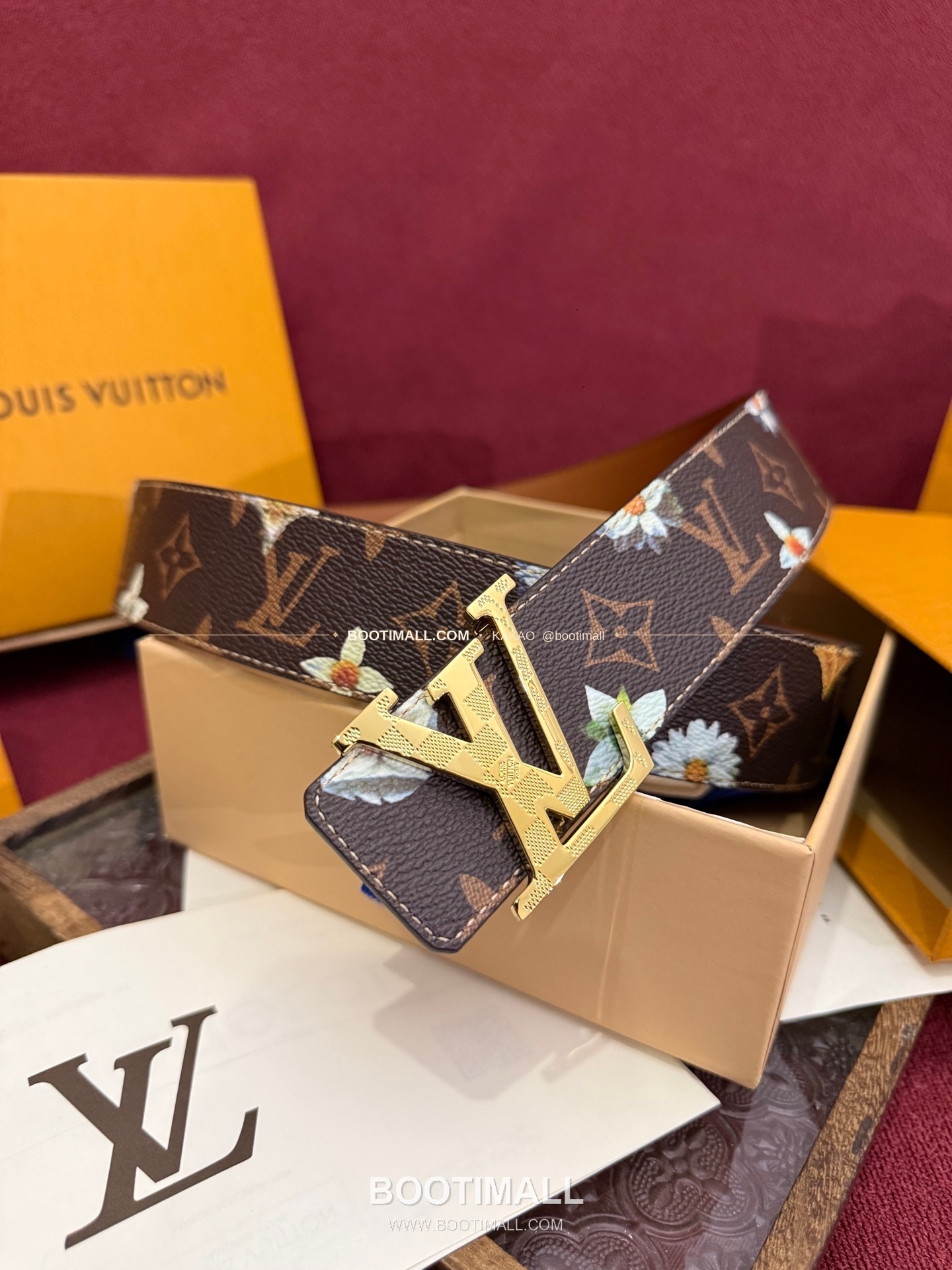 루이비통 LV 이니셜 모노그램 플라워 캔버스 리버서블 벨트 Louis Vuitton LV Initiales Monogram Flower Canvas Reversible Belt 5