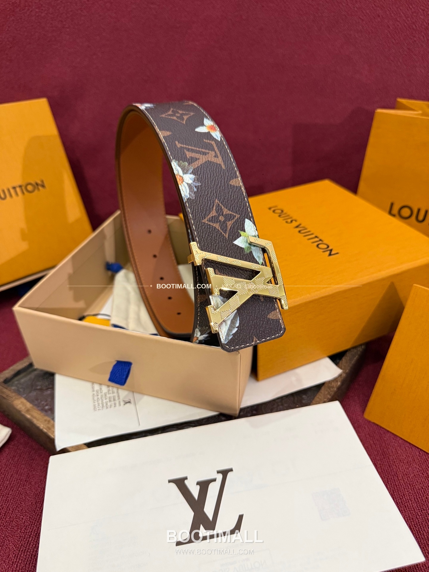 루이비통 LV 이니셜 모노그램 플라워 캔버스 리버서블 벨트 Louis Vuitton LV Initiales Monogram Flower Canvas Reversible Belt 6