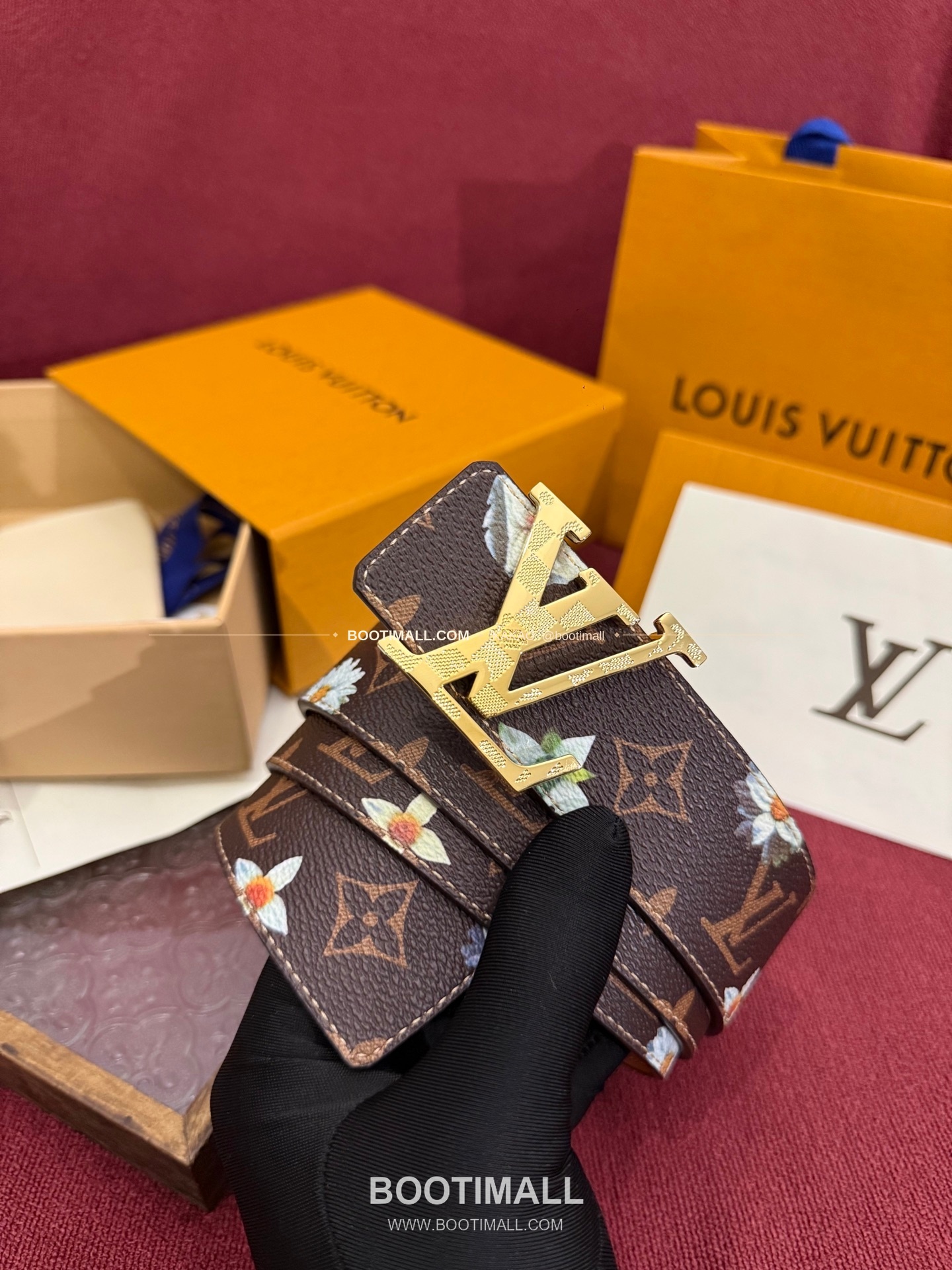 루이비통 LV 이니셜 모노그램 플라워 캔버스 리버서블 벨트 Louis Vuitton LV Initiales Monogram Flower Canvas Reversible Belt 7