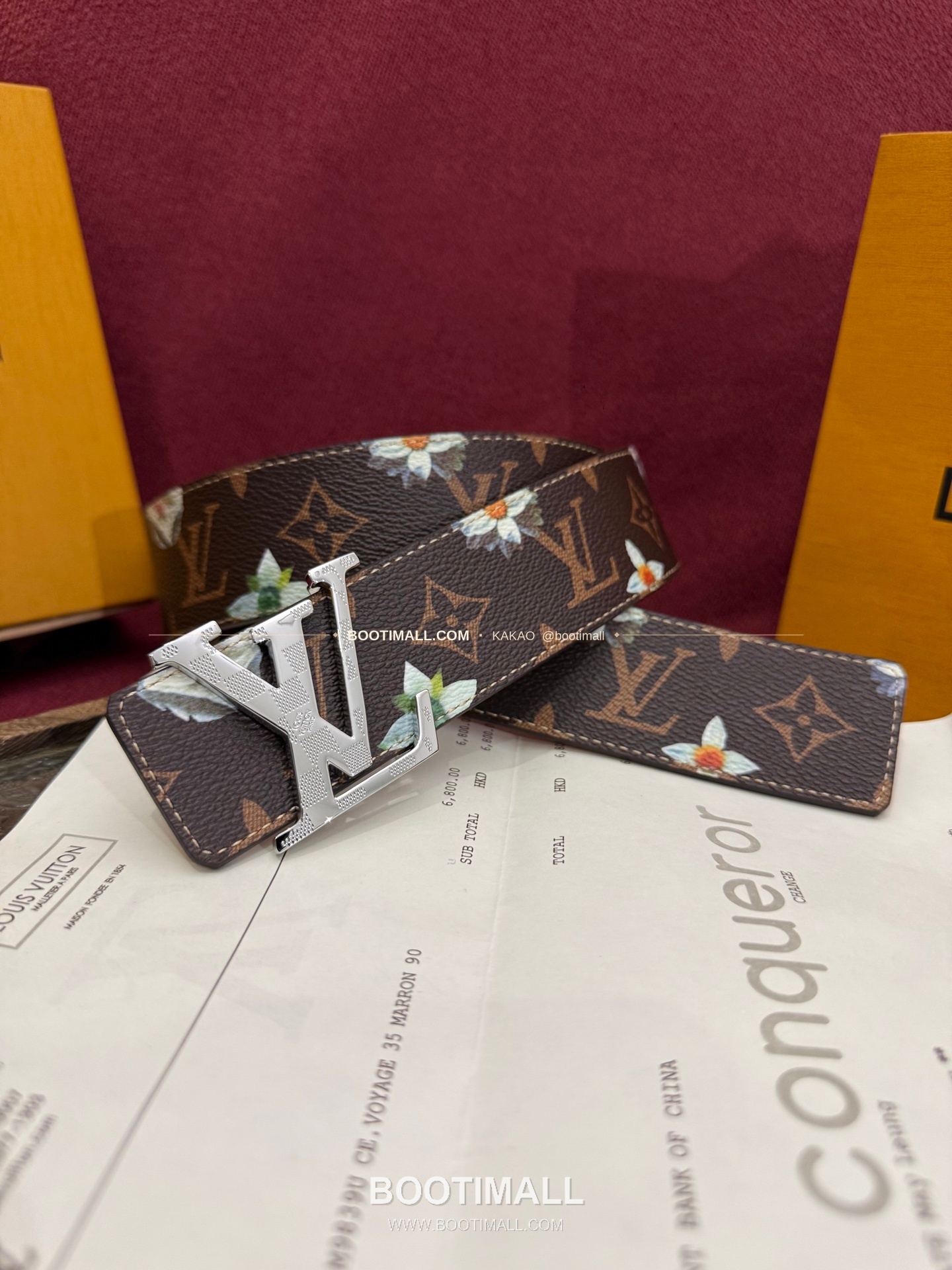 루이비통 LV 이니셜 모노그램 플라워 캔버스 리버서블 벨트 Louis Vuitton LV Initiales Monogram Flower Canvas Reversible Belt 1