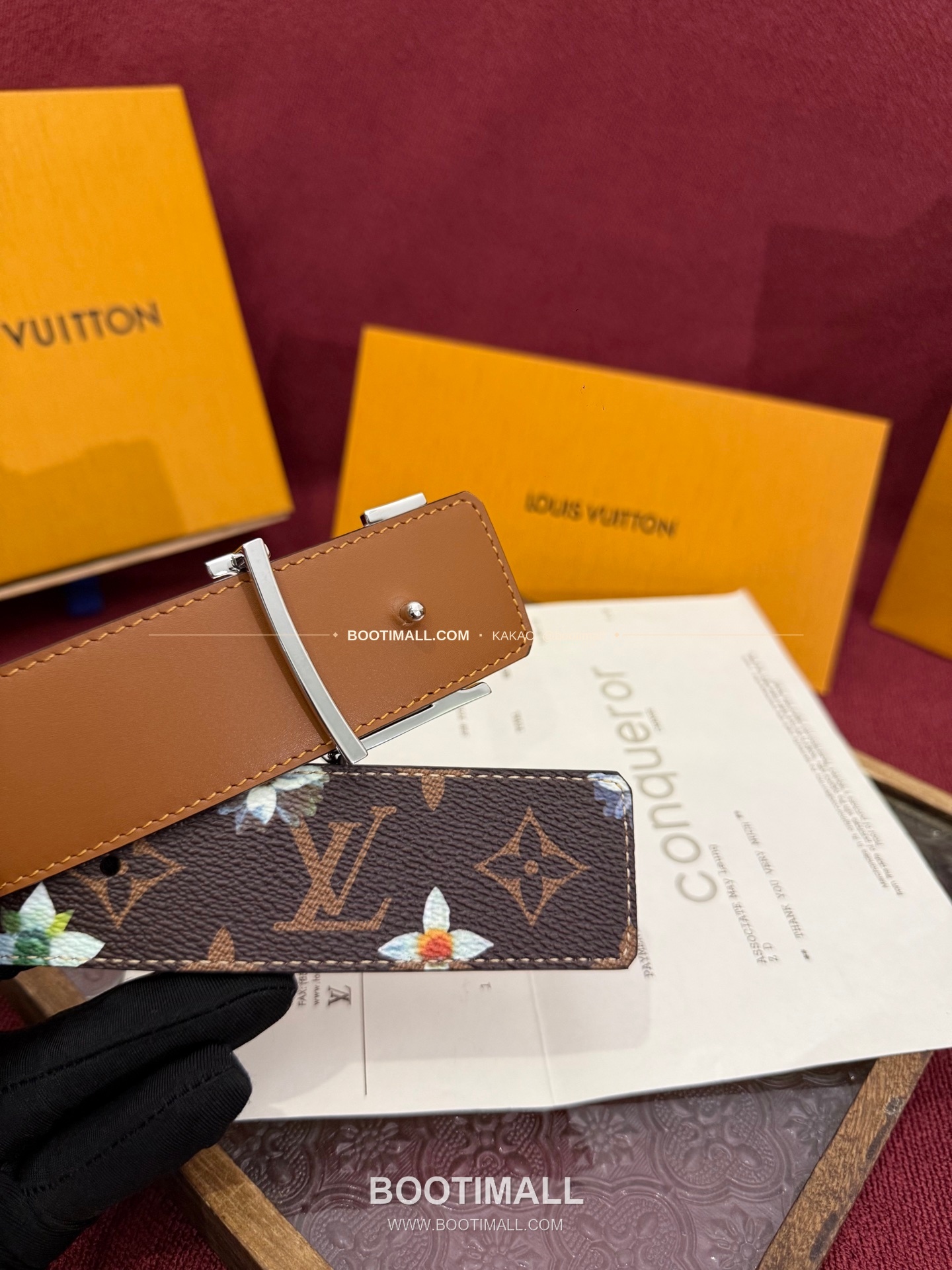 루이비통 LV 이니셜 모노그램 플라워 캔버스 리버서블 벨트 Louis Vuitton LV Initiales Monogram Flower Canvas Reversible Belt 4