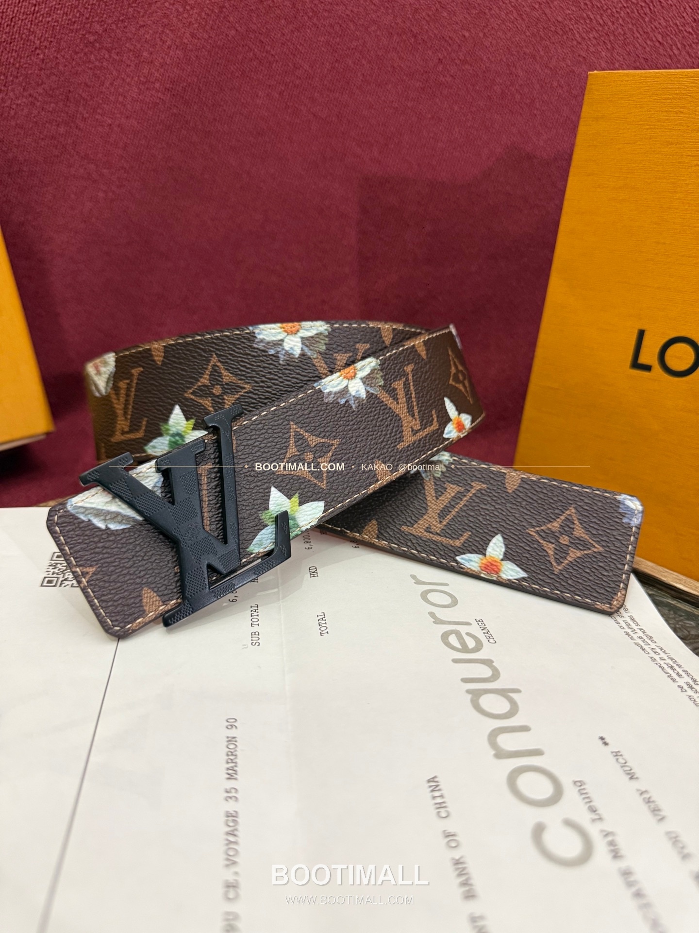 루이비통 LV 이니셜 모노그램 플라워 캔버스 리버서블 벨트 Louis Vuitton LV Initiales Monogram Flower Canvas Reversible Belt 1