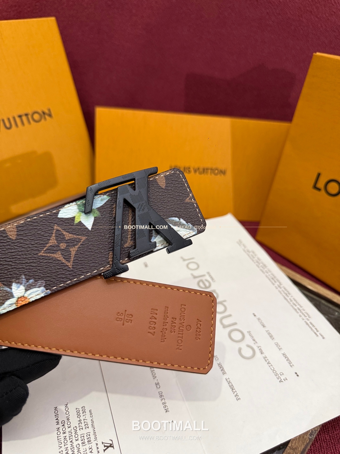 루이비통 LV 이니셜 모노그램 플라워 캔버스 리버서블 벨트 Louis Vuitton LV Initiales Monogram Flower Canvas Reversible Belt 2