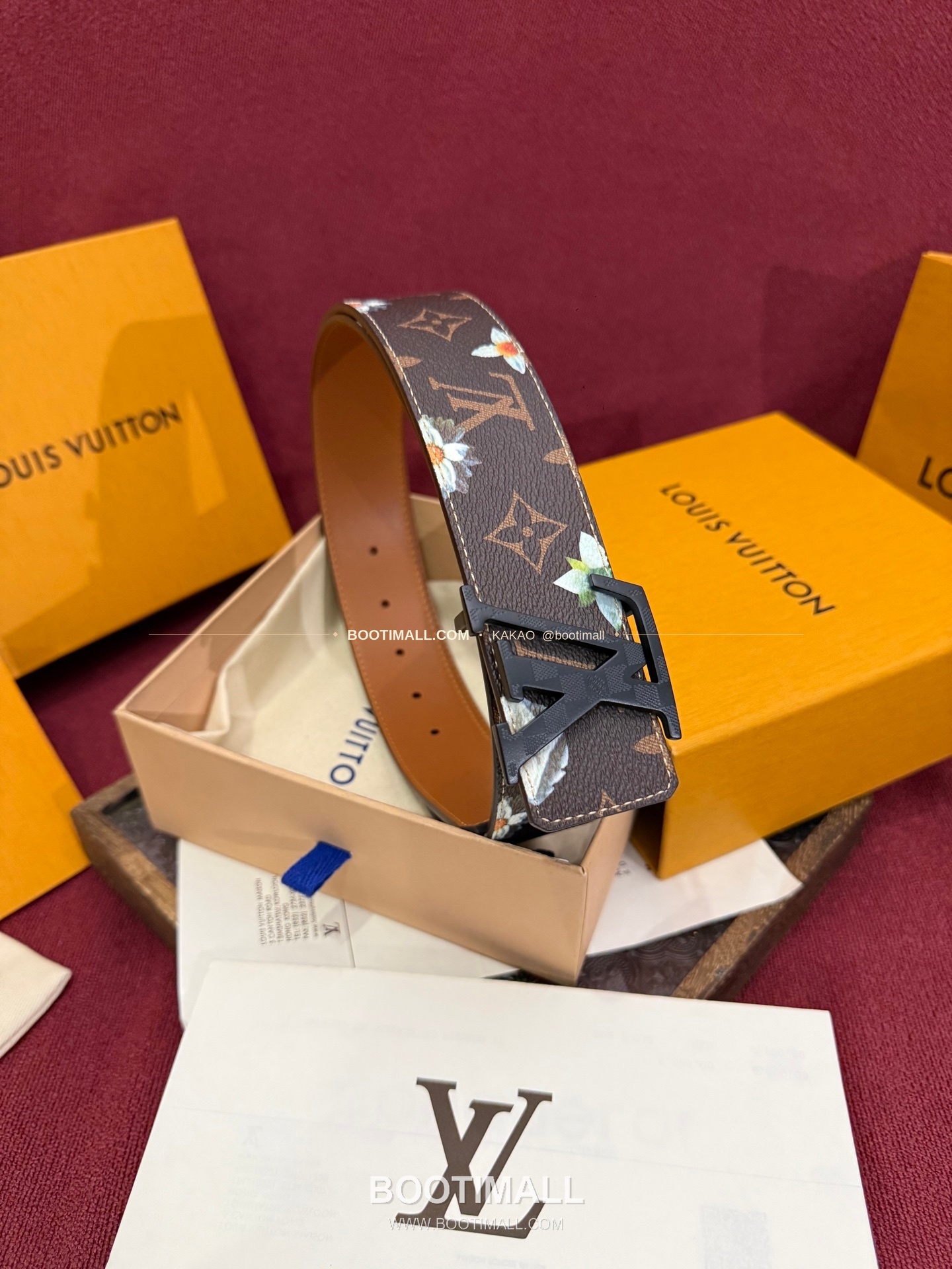 루이비통 LV 이니셜 모노그램 플라워 캔버스 리버서블 벨트 Louis Vuitton LV Initiales Monogram Flower Canvas Reversible Belt 5
