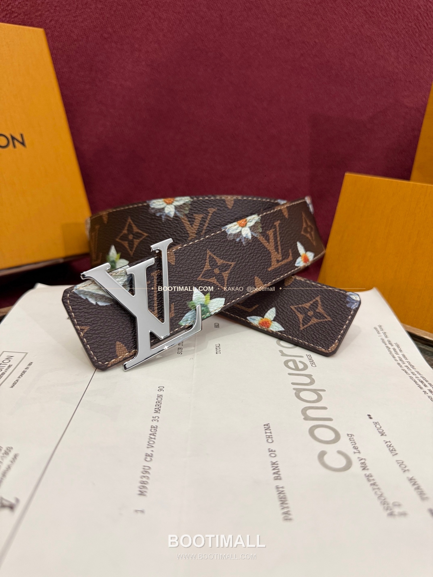 루이비통 LV 이니셜 모노그램 플라워 캔버스 리버서블 벨트 Louis Vuitton LV Initiales Monogram Flower Canvas Reversible Belt 1