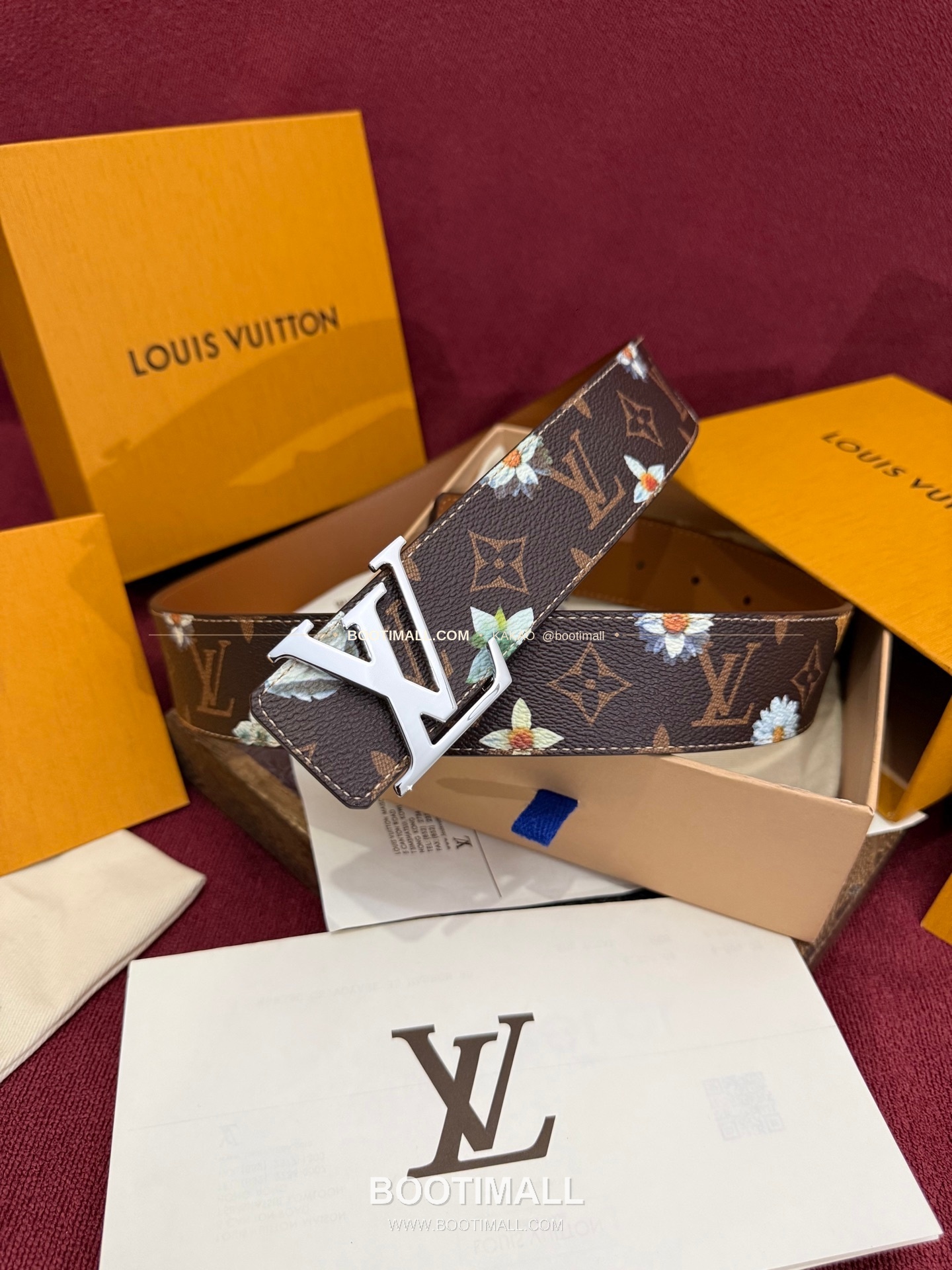 루이비통 LV 이니셜 모노그램 플라워 캔버스 리버서블 벨트 Louis Vuitton LV Initiales Monogram Flower Canvas Reversible Belt 4