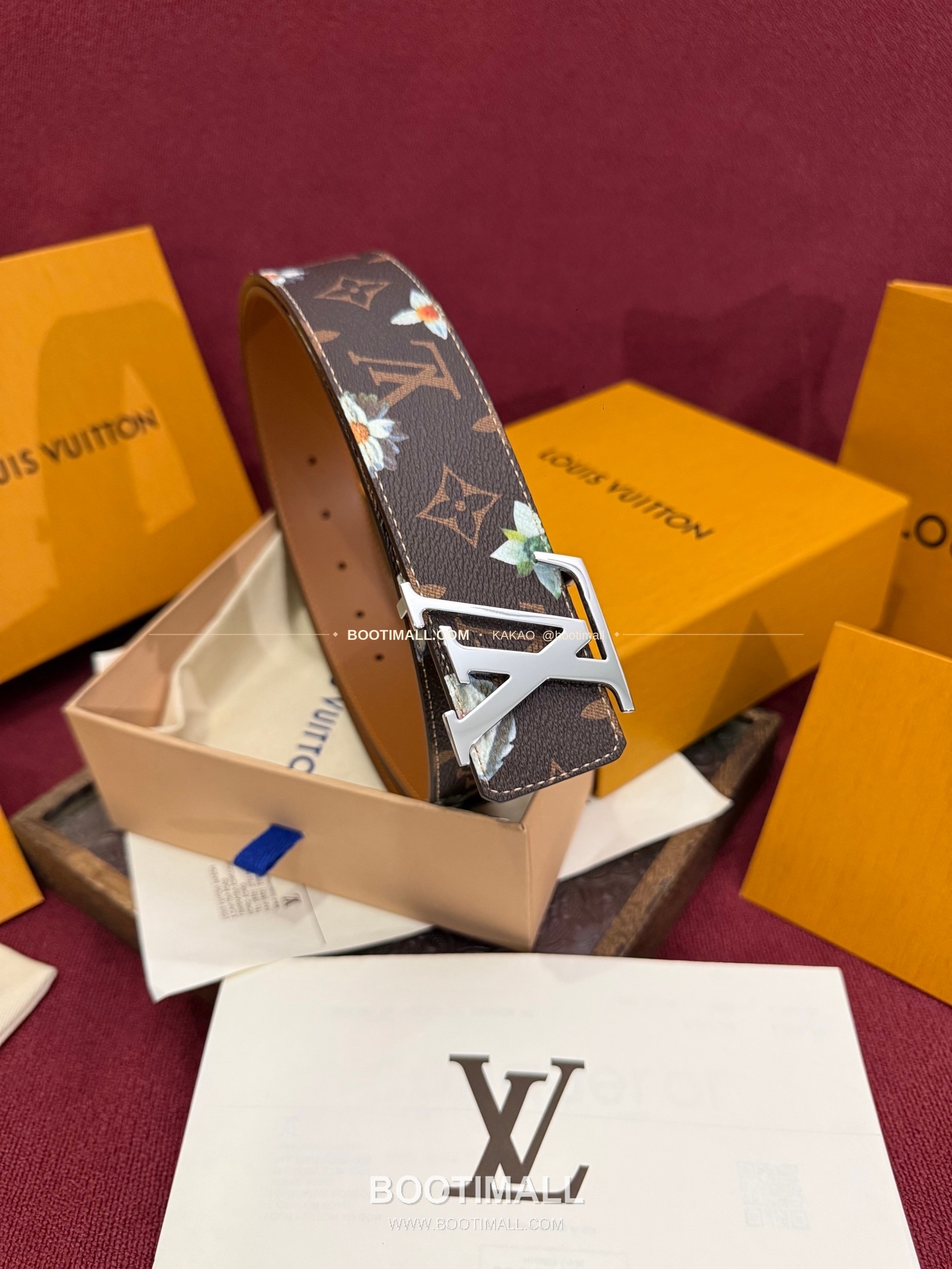 루이비통 LV 이니셜 모노그램 플라워 캔버스 리버서블 벨트 Louis Vuitton LV Initiales Monogram Flower Canvas Reversible Belt 5