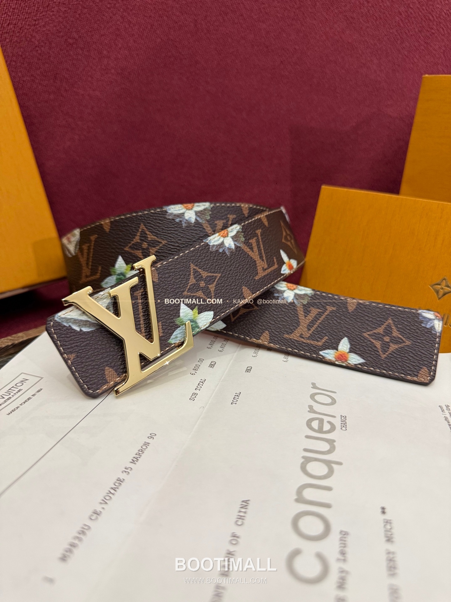 루이비통 LV 이니셜 모노그램 플라워 캔버스 리버서블 벨트 Louis Vuitton LV Initiales Monogram Flower Canvas Reversible Belt 1