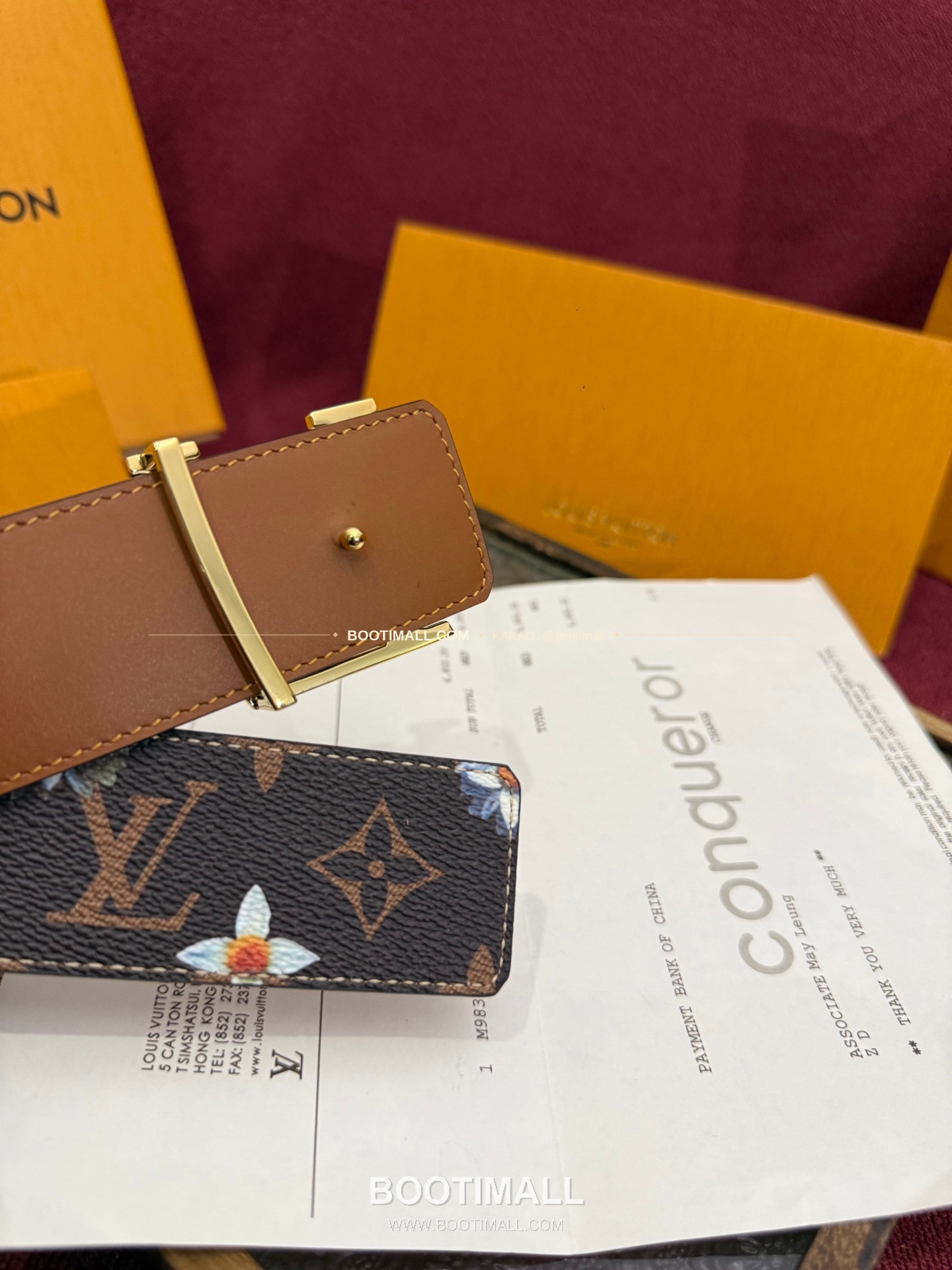 루이비통 LV 이니셜 모노그램 플라워 캔버스 리버서블 벨트 Louis Vuitton LV Initiales Monogram Flower Canvas Reversible Belt 4
