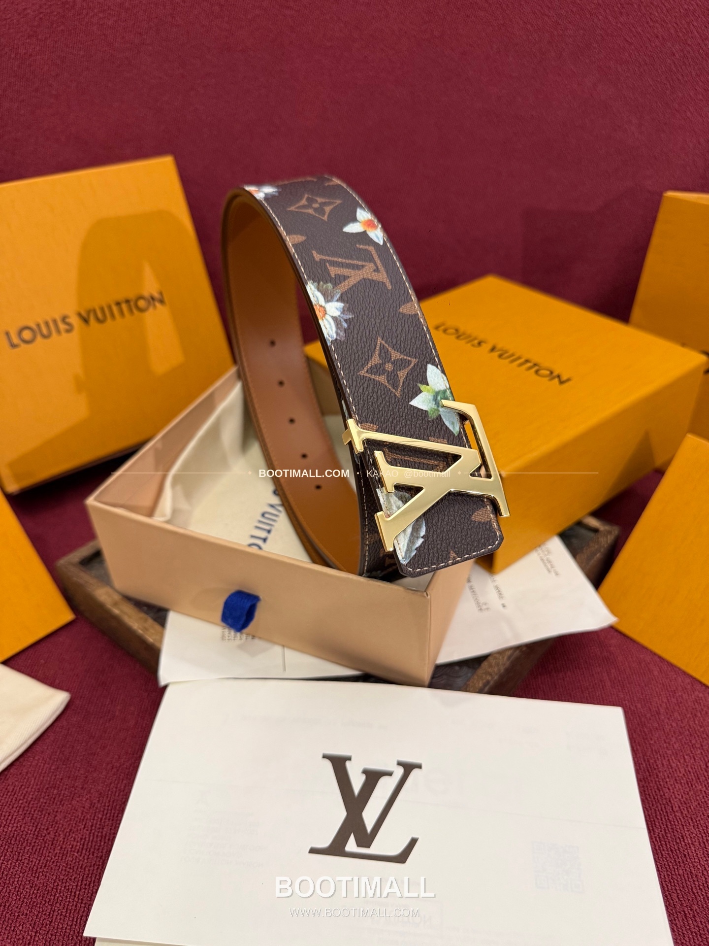 루이비통 LV 이니셜 모노그램 플라워 캔버스 리버서블 벨트 Louis Vuitton LV Initiales Monogram Flower Canvas Reversible Belt 5