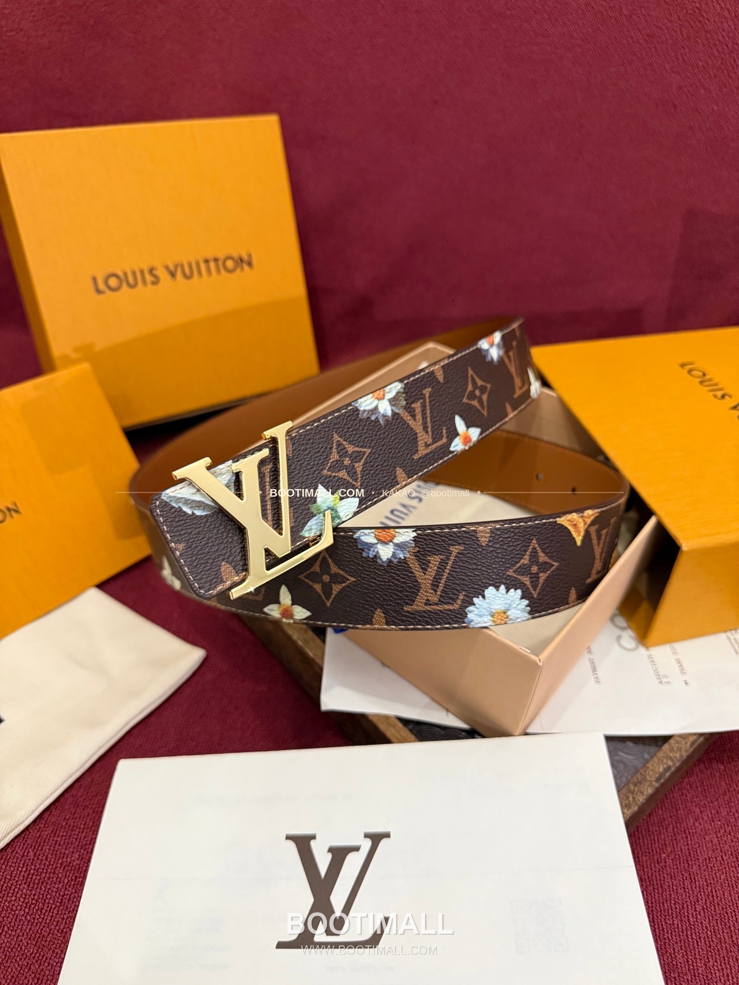 루이비통 LV 이니셜 모노그램 플라워 캔버스 리버서블 벨트 Louis Vuitton LV Initiales Monogram Flower Canvas Reversible Belt 6