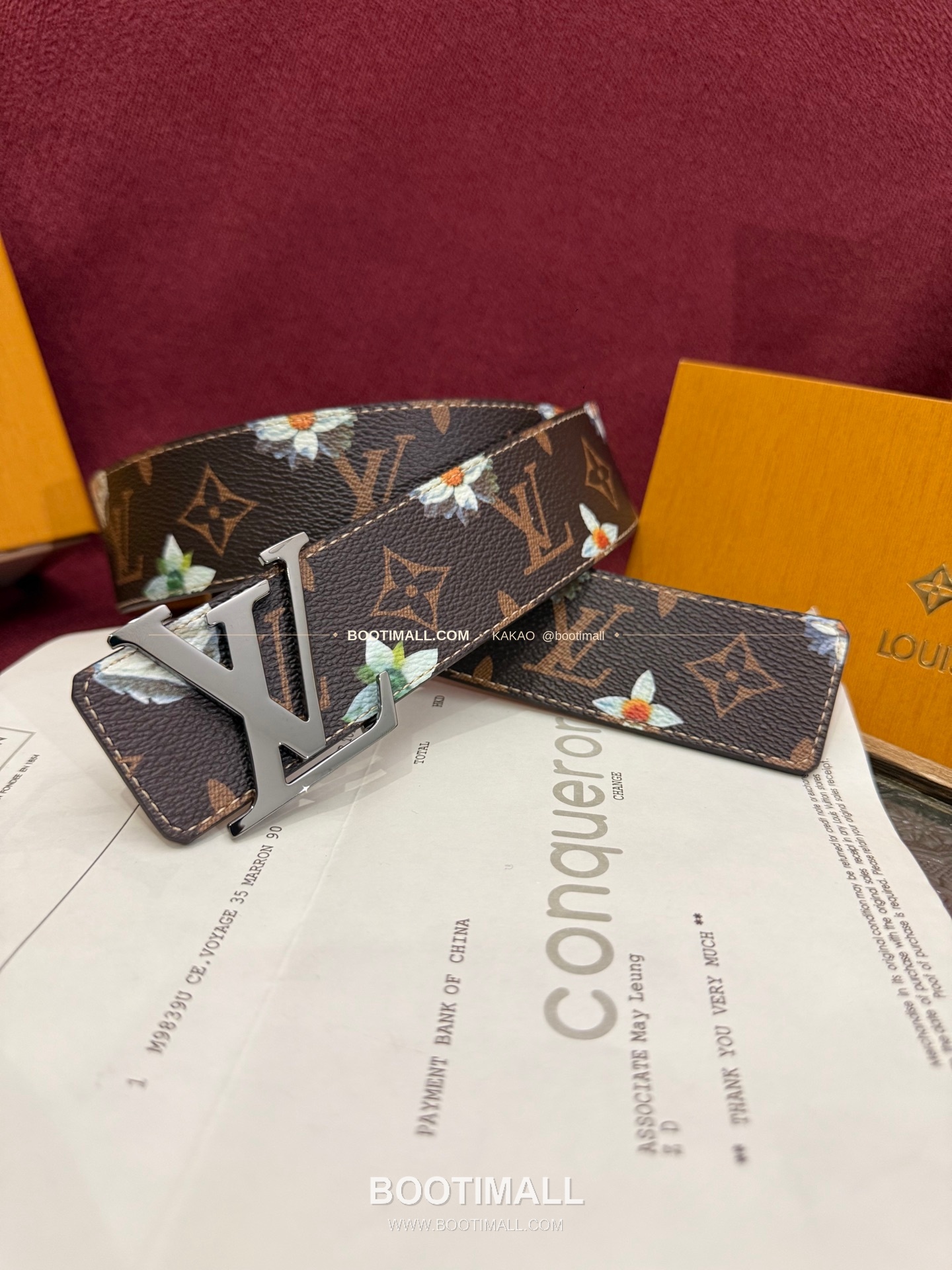 루이비통 LV 이니셜 모노그램 플라워 캔버스 리버서블 벨트 Louis Vuitton LV Initiales Monogram Flower Canvas Reversible Belt 1