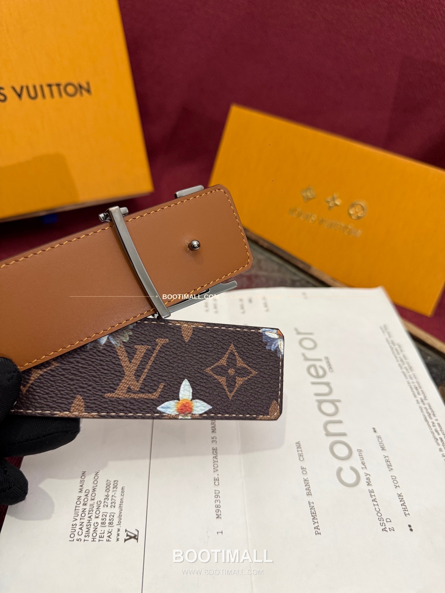 루이비통 LV 이니셜 모노그램 플라워 캔버스 리버서블 벨트 Louis Vuitton LV Initiales Monogram Flower Canvas Reversible Belt 3