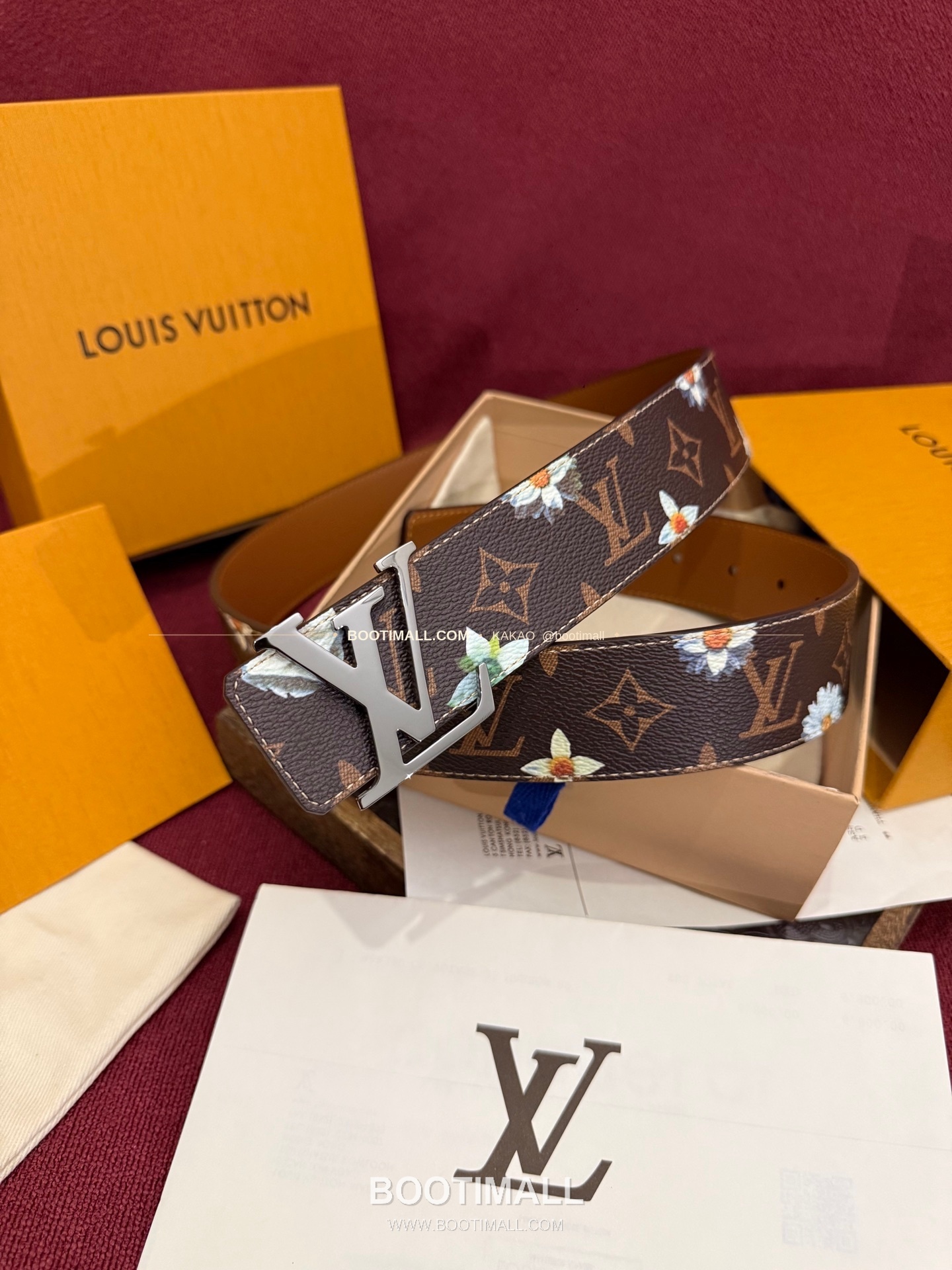 루이비통 LV 이니셜 모노그램 플라워 캔버스 리버서블 벨트 Louis Vuitton LV Initiales Monogram Flower Canvas Reversible Belt 4