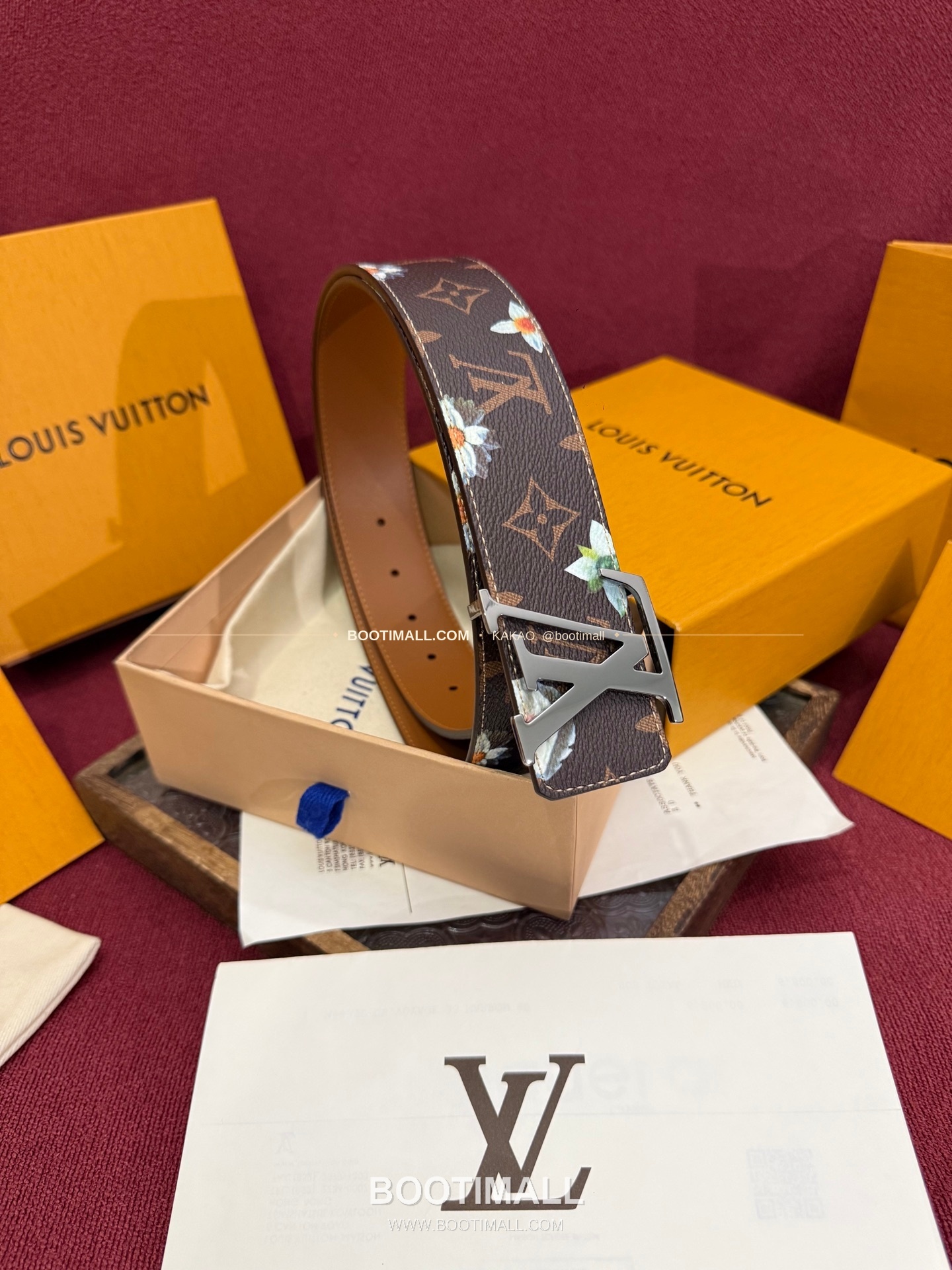 루이비통 LV 이니셜 모노그램 플라워 캔버스 리버서블 벨트 Louis Vuitton LV Initiales Monogram Flower Canvas Reversible Belt 5