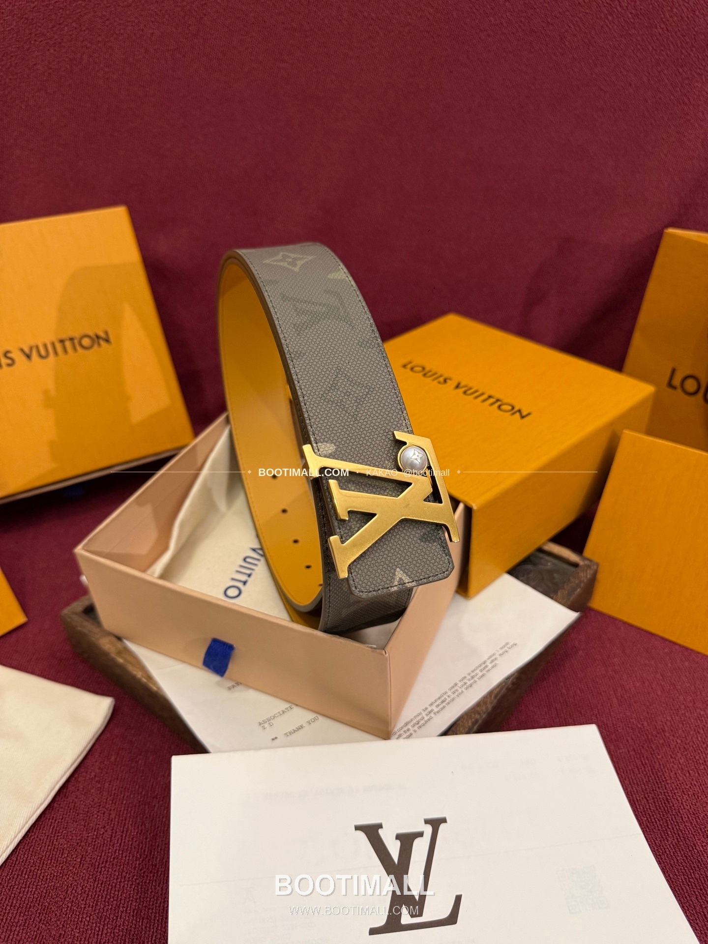 루이비통 LV 이니셜 모노그램 서플러스 캔버스 리버서블 벨트 Louis Vuitton LV Initiales Monogram Surplus Canvas Reversible Belt 4cm 5