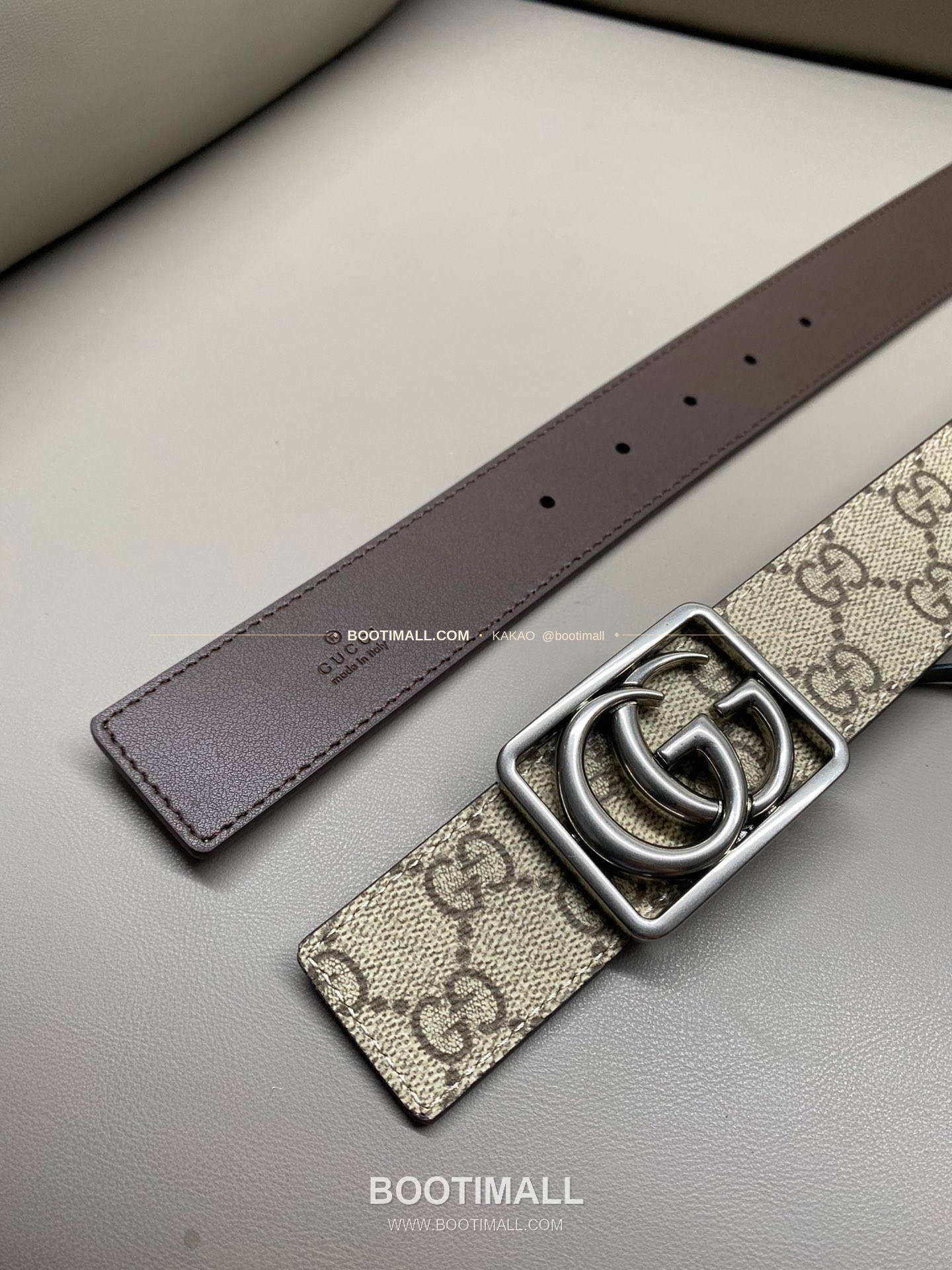 구찌 GG 마몬트 카프스킨 더블G 리버서블 벨트 Gucci GG Marmont Calfskin Double G Reversible Belt 3.5cm 3