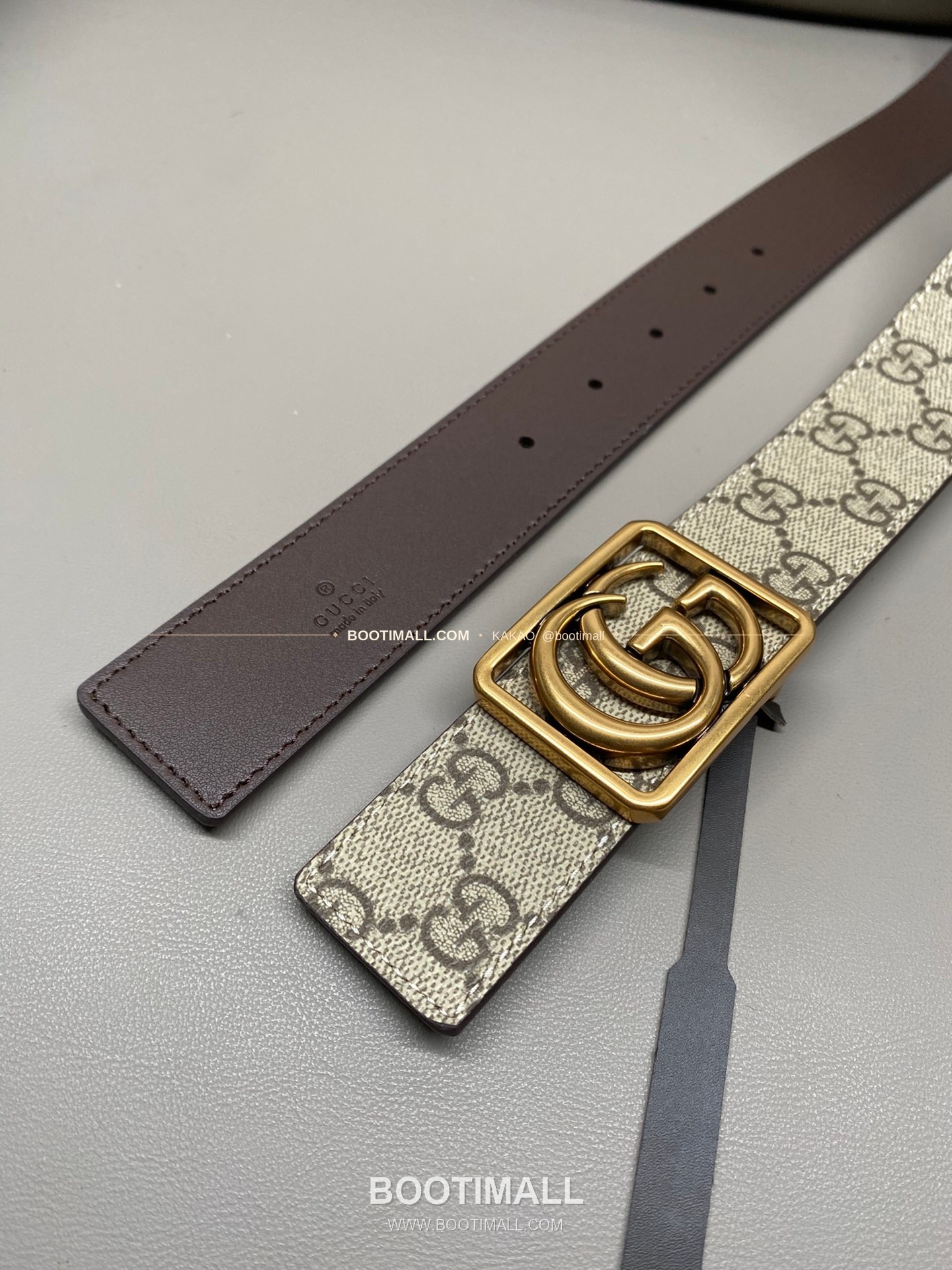 구찌 GG 마몬트 카프스킨 더블G 리버서블 벨트 Gucci GG Marmont Calfskin Double G Reversible Belt 3.5cm 3