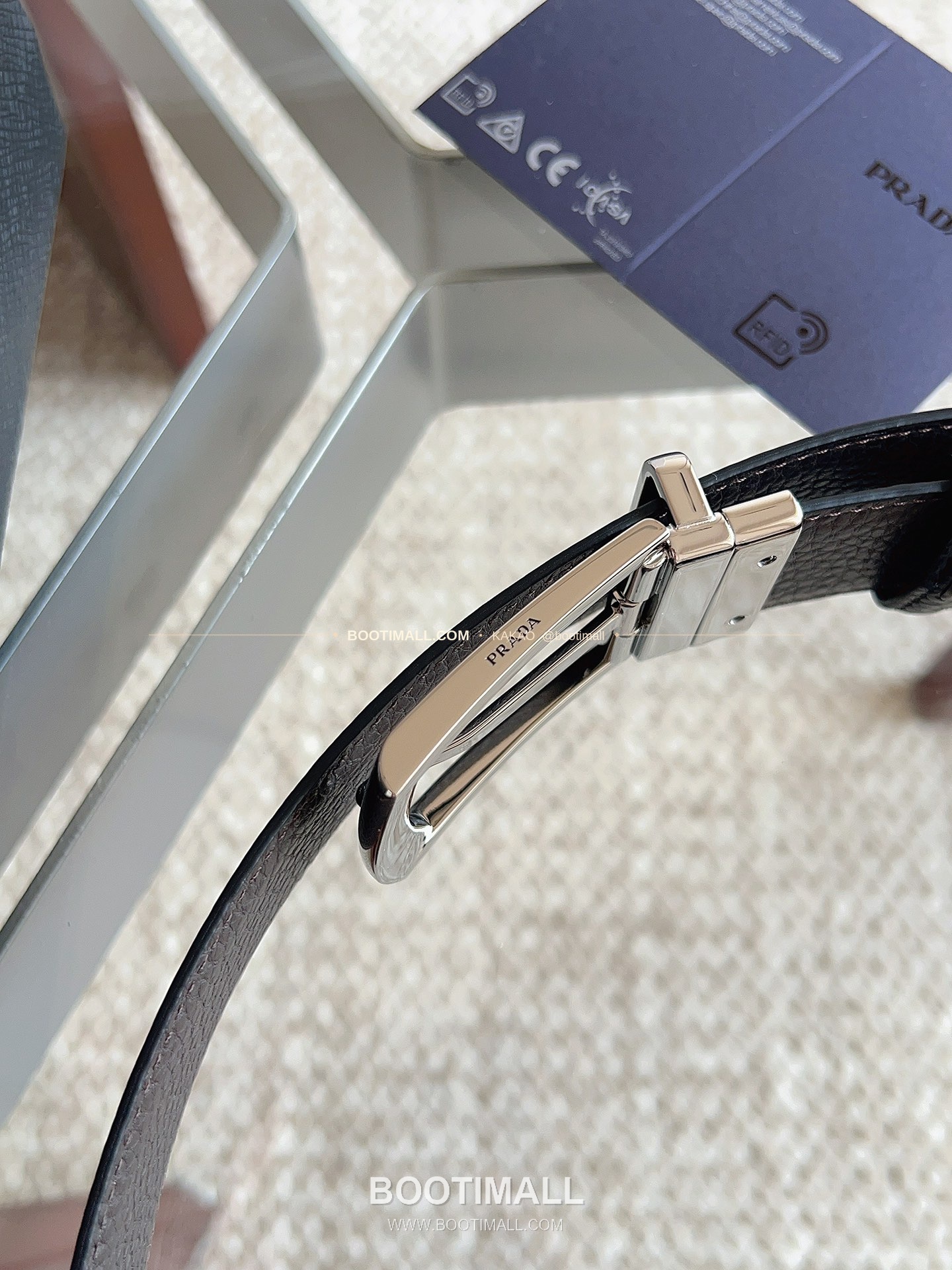프라다 카프스킨 핀버클 리버서블 블랙 브라운 벨트 Prada Calfskin Pin Buckle Reversible Black Brown Belt 3.5cm 8