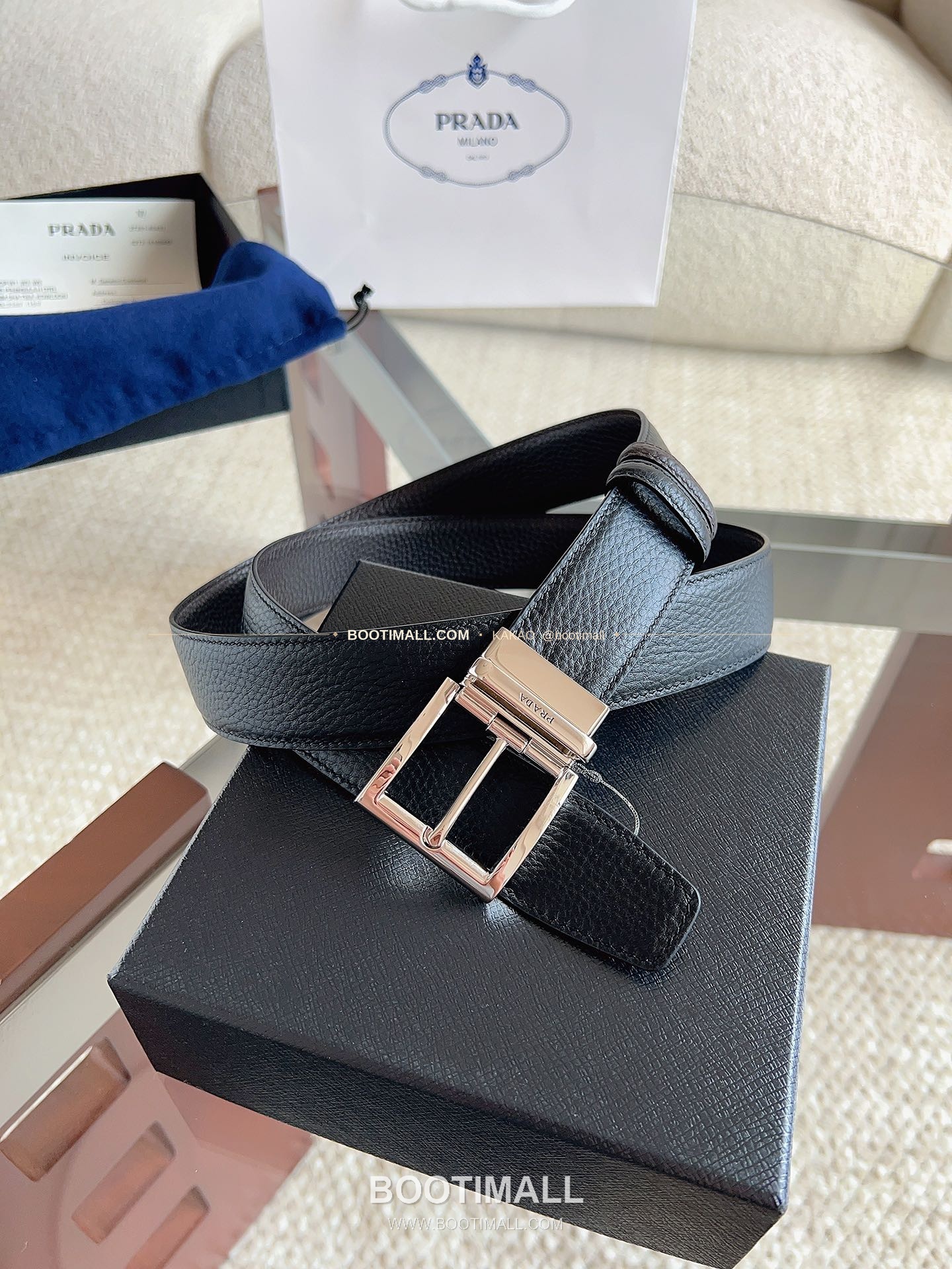 프라다 카프스킨 핀버클 리버서블 블랙 브라운 벨트 Prada Calfskin Pin Buckle Reversible Black Brown Belt 3.5cm 6