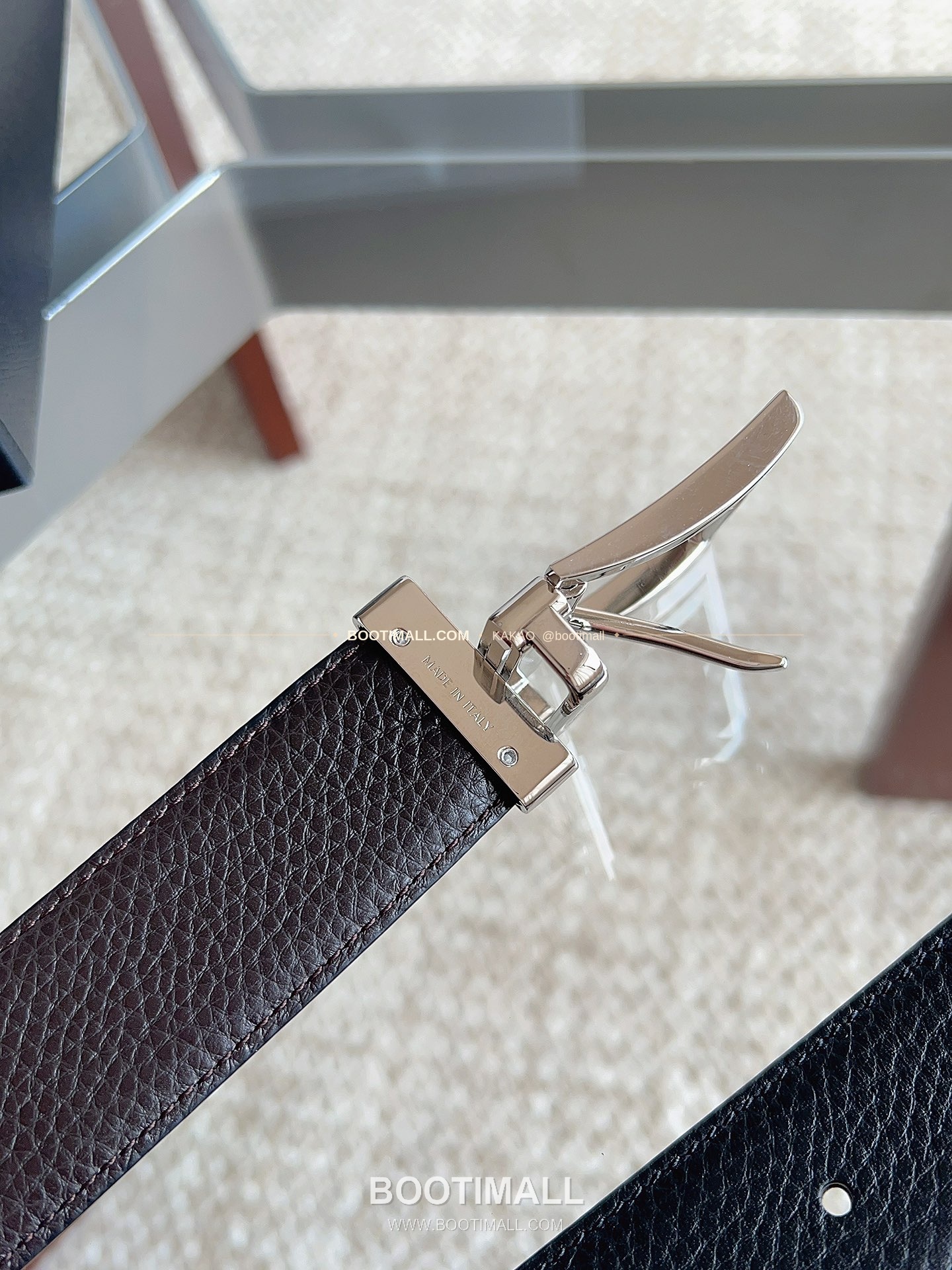 프라다 카프스킨 핀버클 리버서블 블랙 브라운 벨트 Prada Calfskin Pin Buckle Reversible Black Brown Belt 3.5cm 8