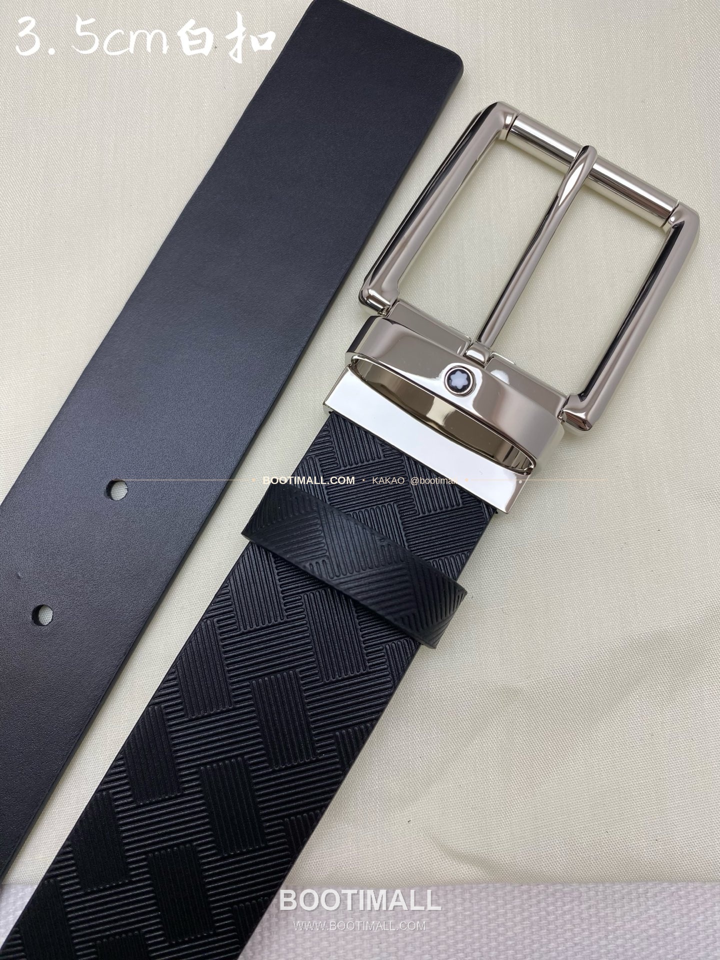 몽블랑 카프스킨 핀버클 블랙 벨트 Montblanc Calfskin Pin Buckle Black Belt 3.5cm 1