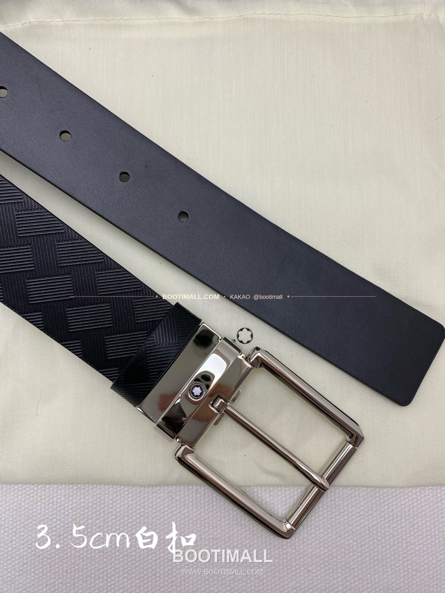 몽블랑 카프스킨 핀버클 블랙 벨트 Montblanc Calfskin Pin Buckle Black Belt 3.5cm 6