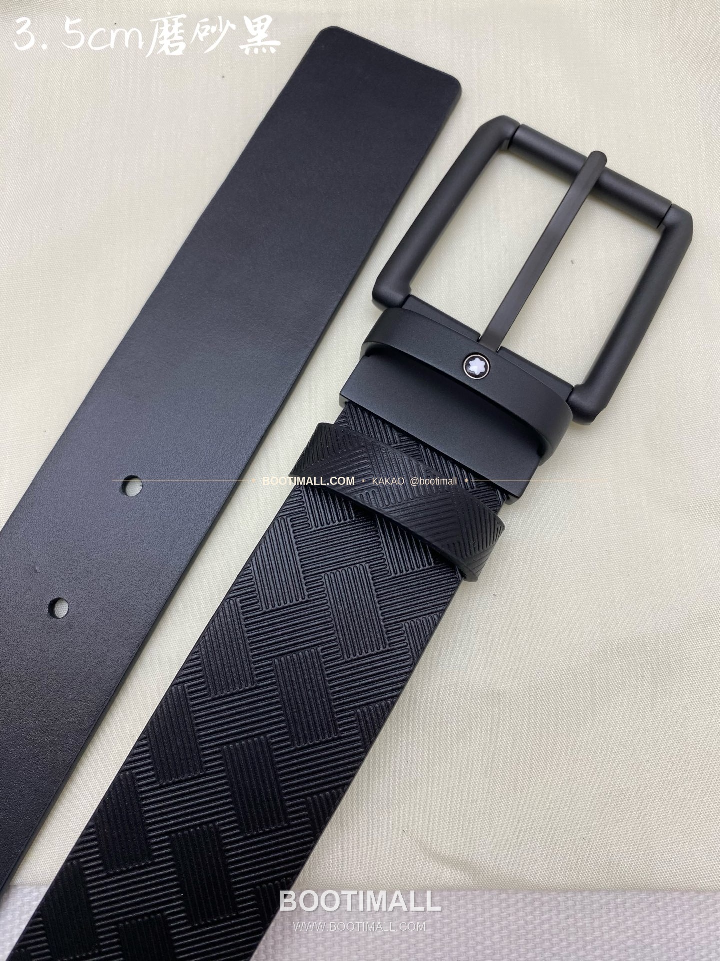 몽블랑 카프스킨 핀버클 블랙 벨트 Montblanc Calfskin Pin Buckle Black Belt 3.5cm 1