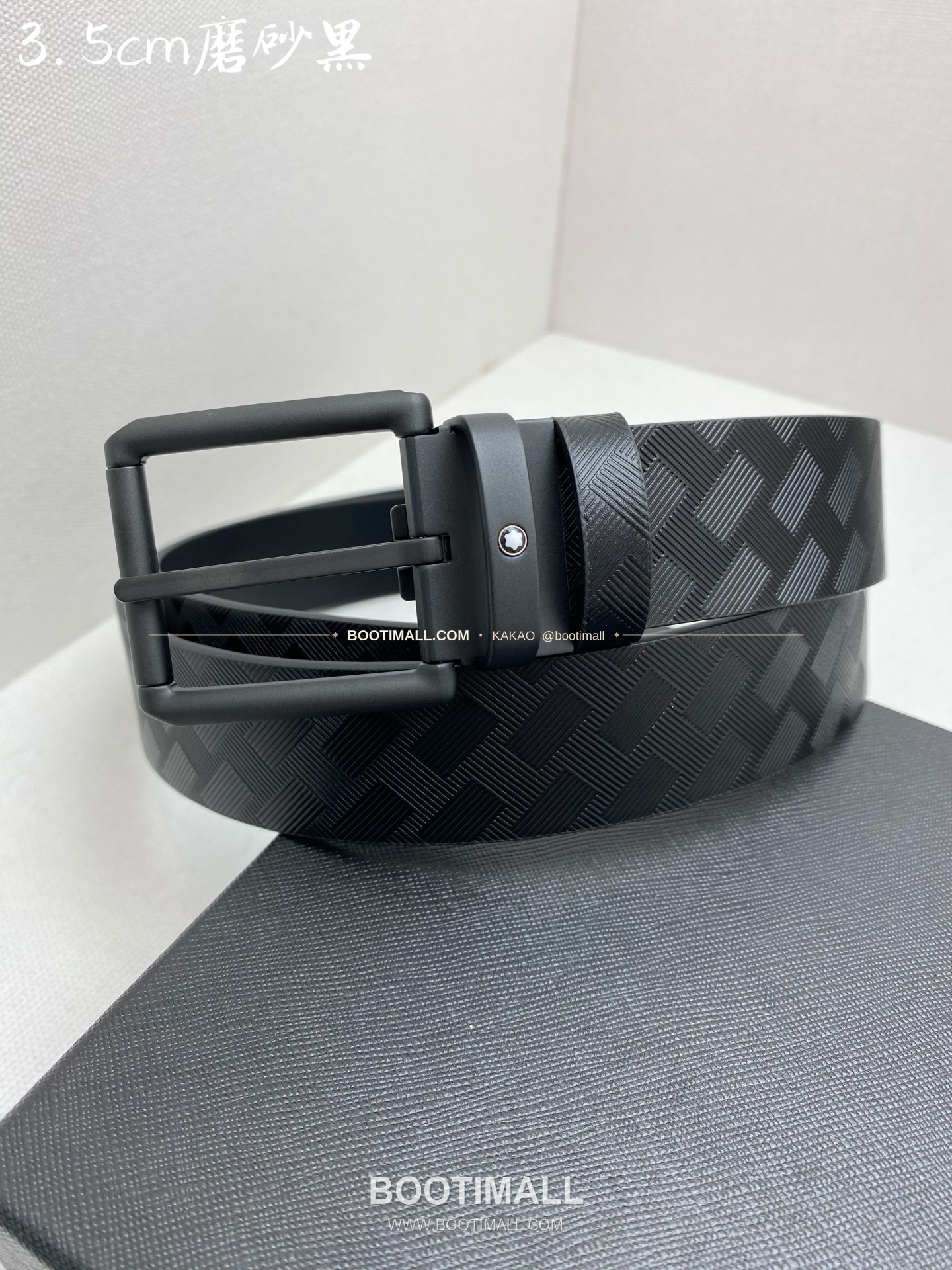 몽블랑 카프스킨 핀버클 블랙 벨트 Montblanc Calfskin Pin Buckle Black Belt 3.5cm 2