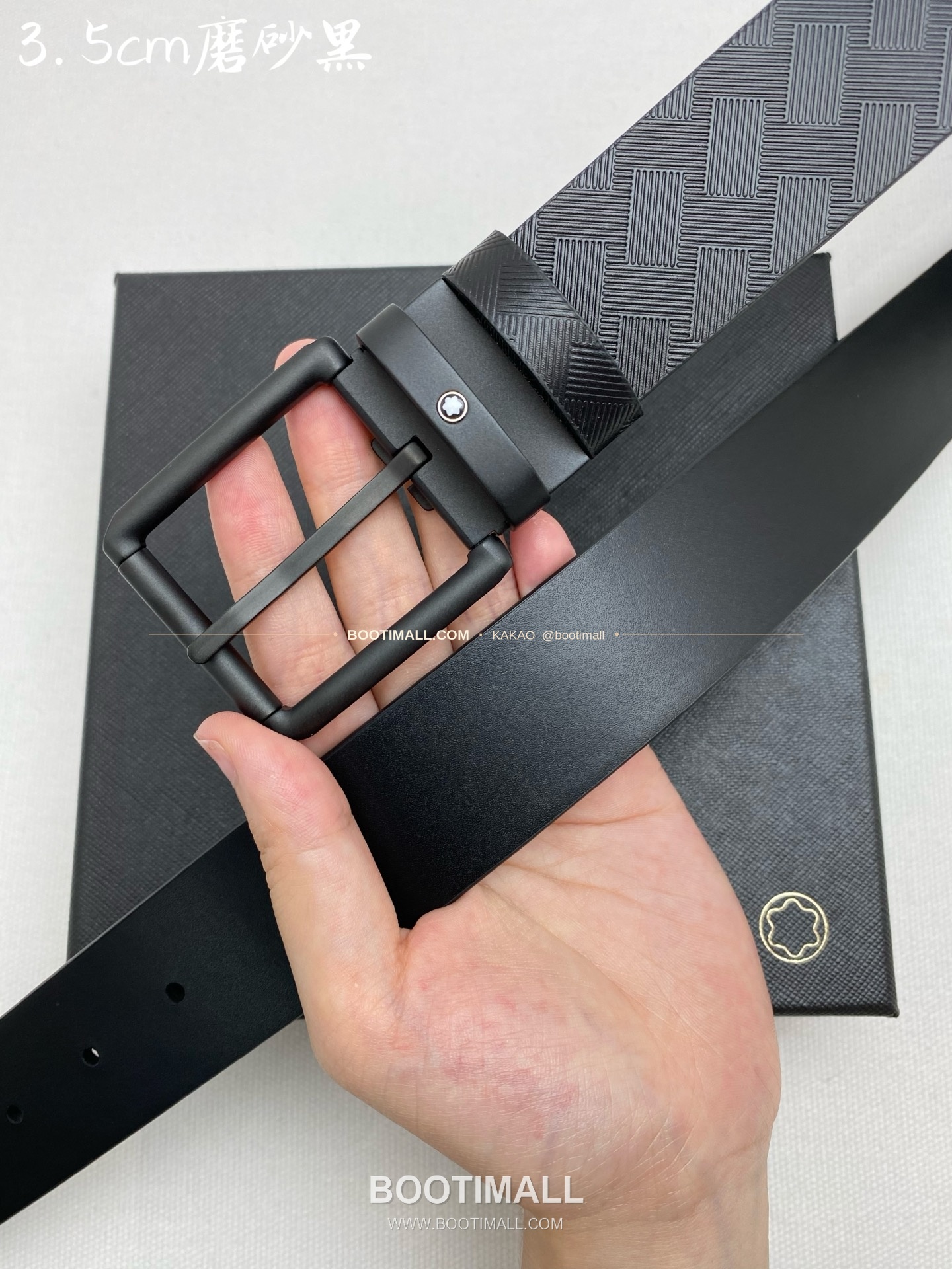 몽블랑 카프스킨 핀버클 블랙 벨트 Montblanc Calfskin Pin Buckle Black Belt 3.5cm 3