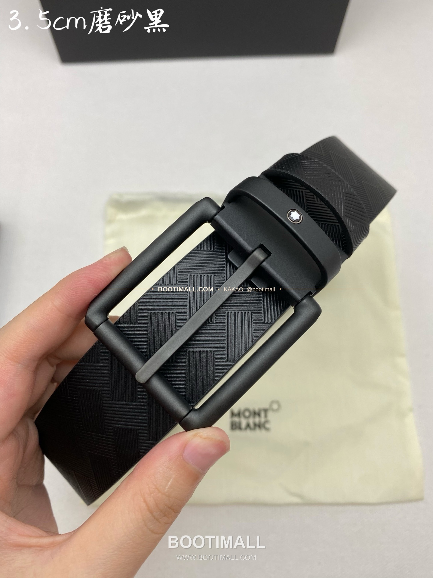 몽블랑 카프스킨 핀버클 블랙 벨트 Montblanc Calfskin Pin Buckle Black Belt 3.5cm 5