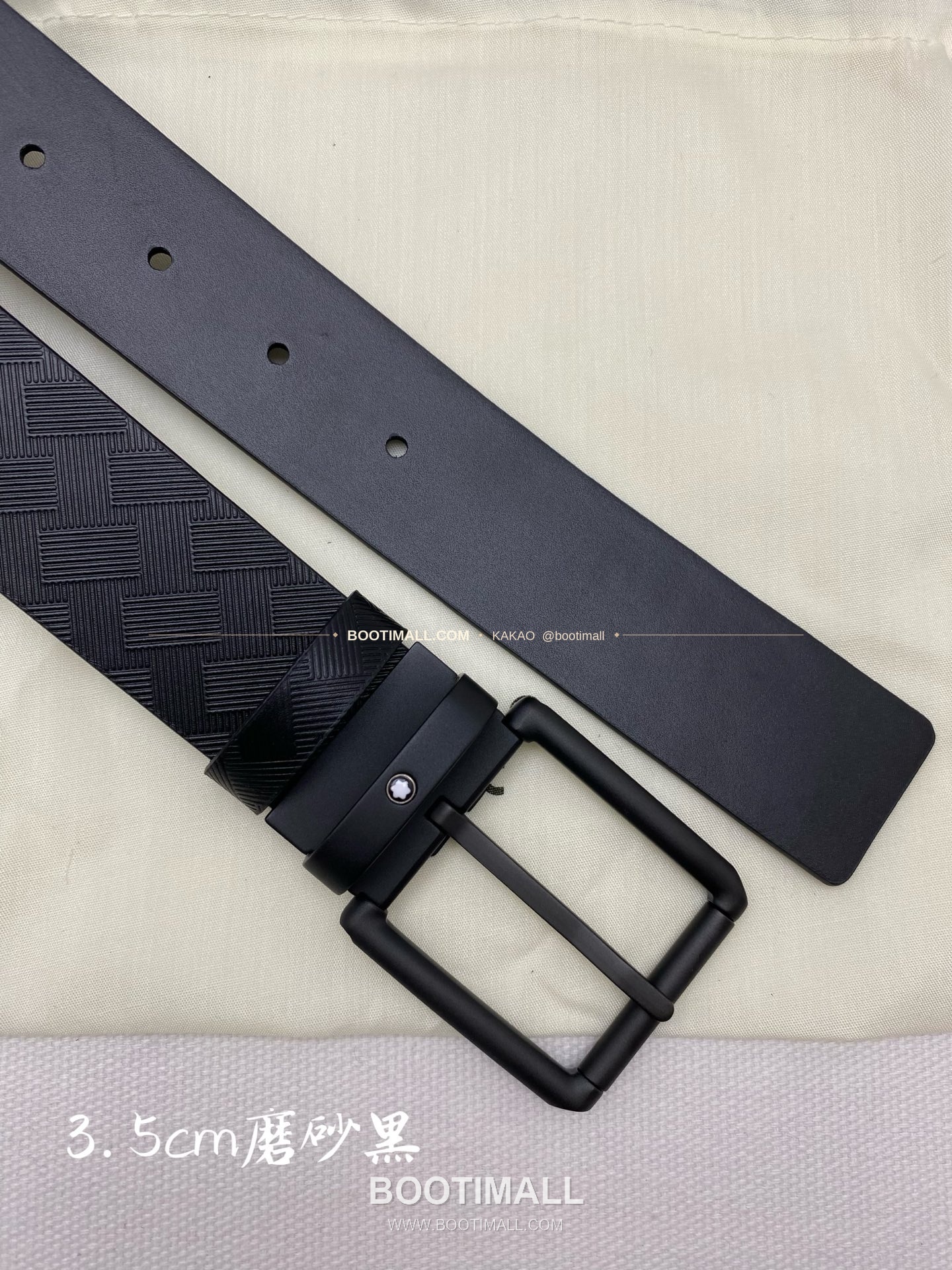 몽블랑 카프스킨 핀버클 블랙 벨트 Montblanc Calfskin Pin Buckle Black Belt 3.5cm 6