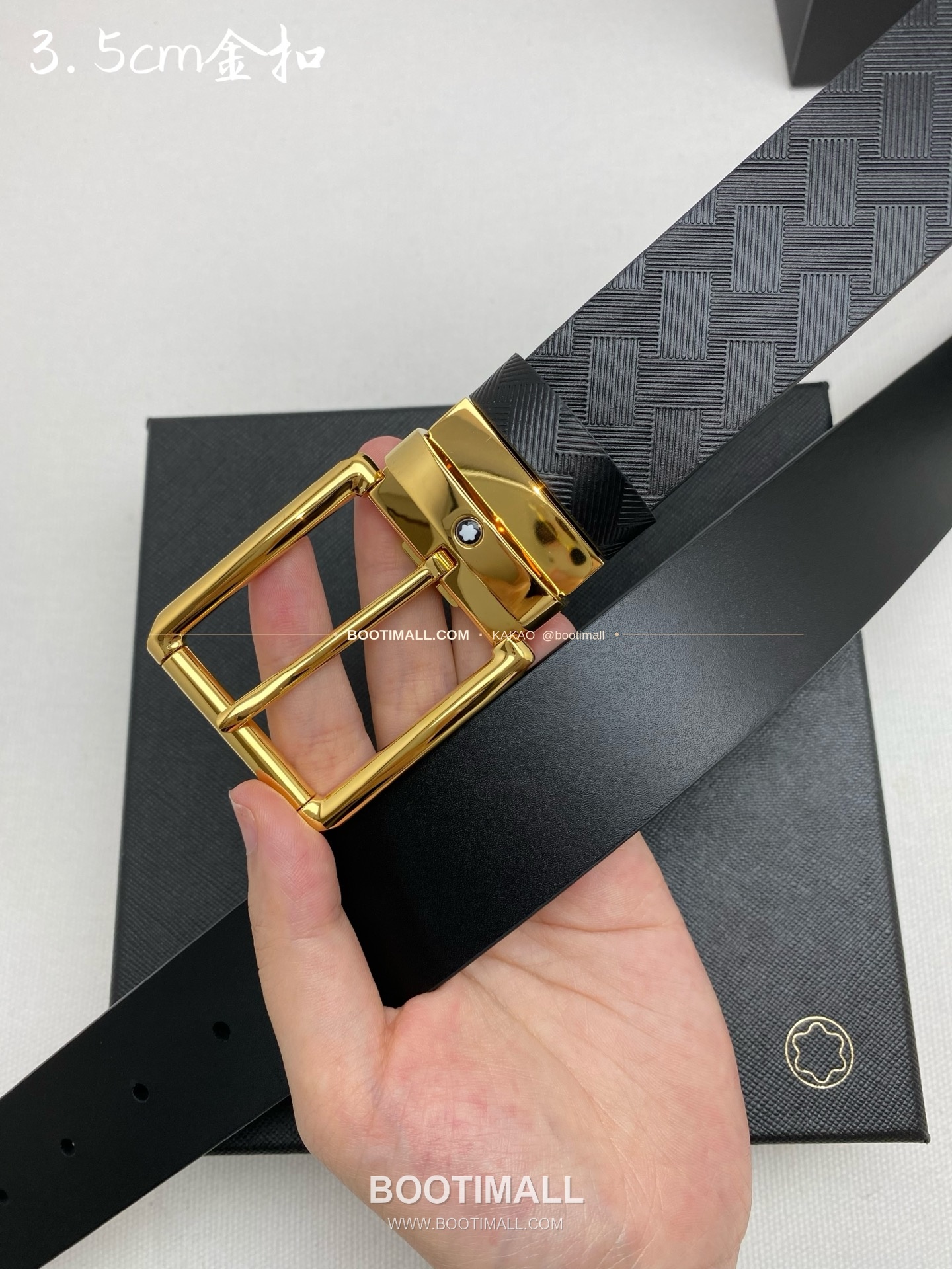 몽블랑 카프스킨 핀버클 블랙 벨트 Montblanc Calfskin Pin Buckle Black Belt 3.5cm 2