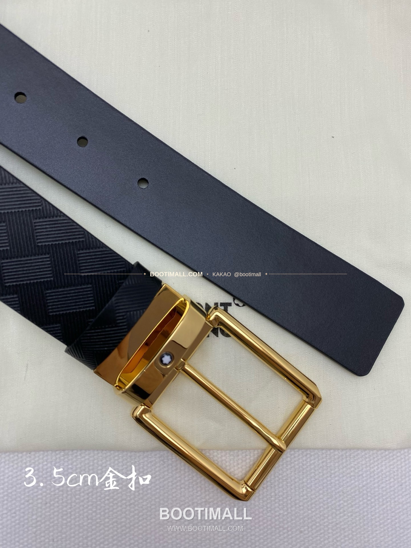 몽블랑 카프스킨 핀버클 블랙 벨트 Montblanc Calfskin Pin Buckle Black Belt 3.5cm 6