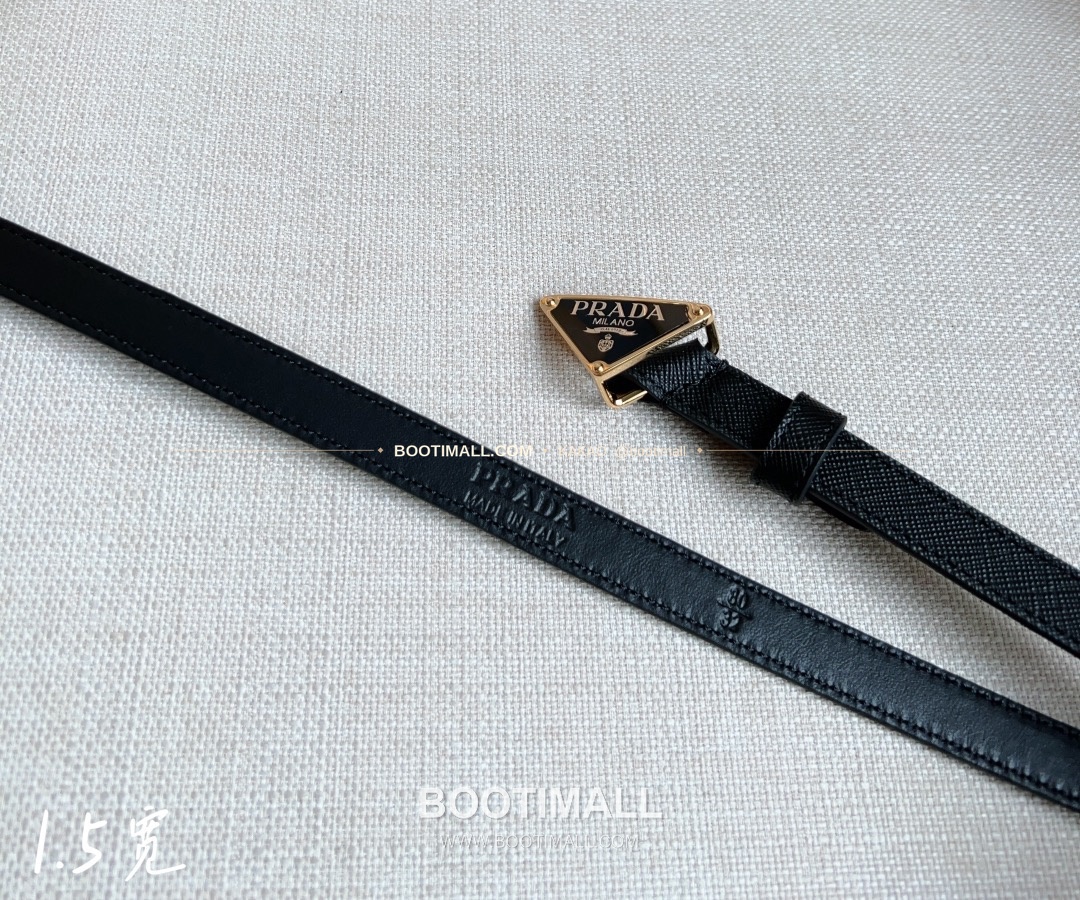 프라다 사피아노 레더 트라이앵글 버클 슬림 벨트 Prada Saffiano Leather Triangle Buckle Slim Belt 1.5cm 3
