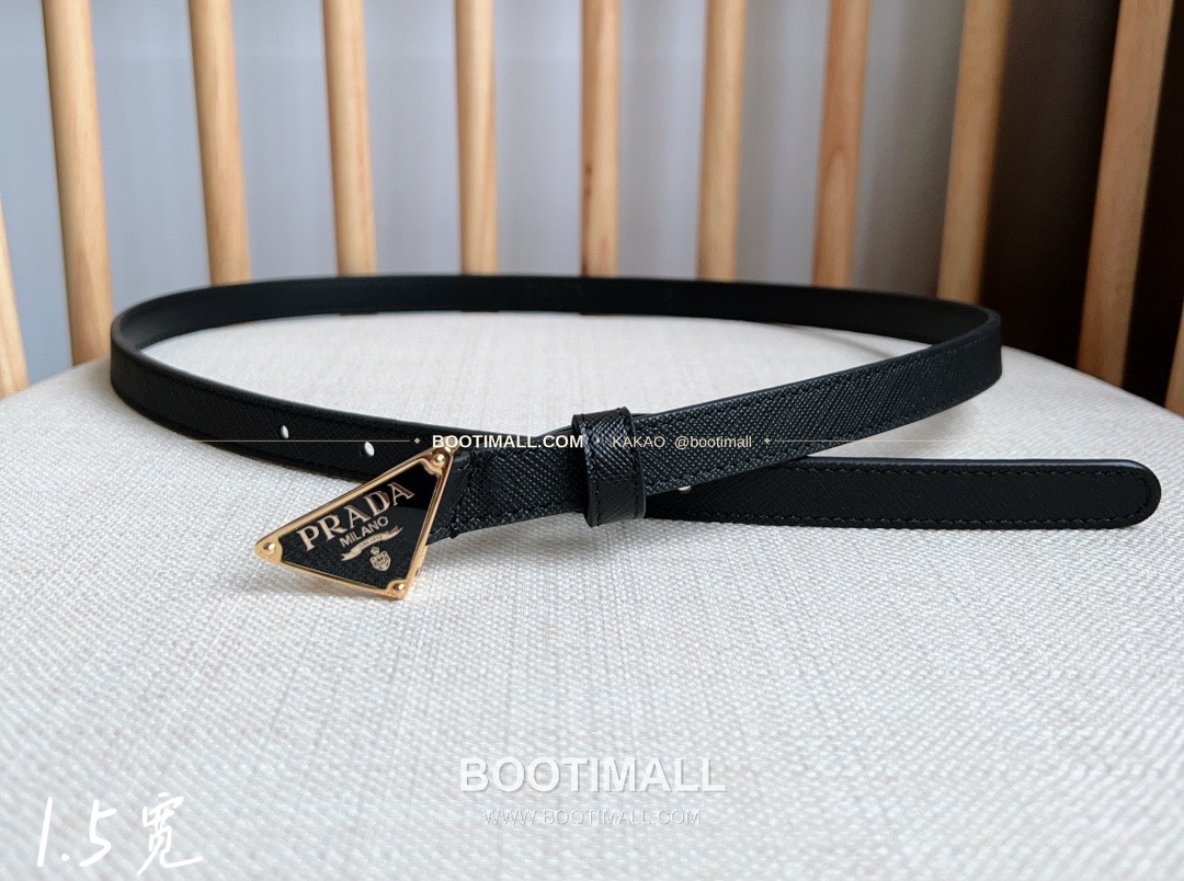 프라다 사피아노 레더 트라이앵글 버클 슬림 벨트 Prada Saffiano Leather Triangle Buckle Slim Belt 1.5cm 4