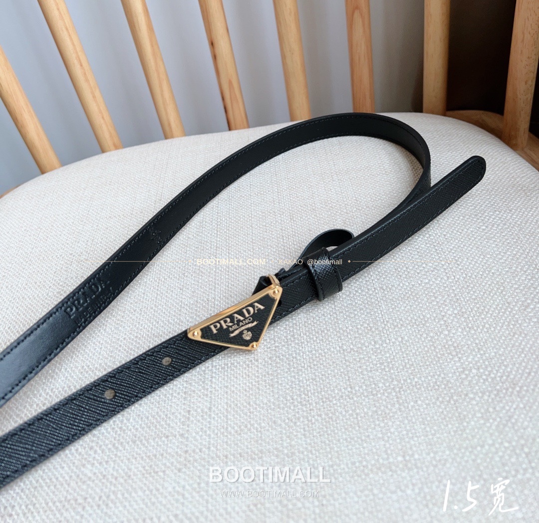 프라다 사피아노 레더 트라이앵글 버클 슬림 벨트 Prada Saffiano Leather Triangle Buckle Slim Belt 1.5cm 8