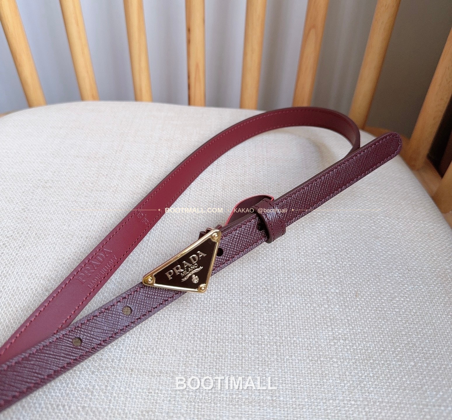 프라다 사피아노 레더 트라이앵글 버클 슬림 벨트 Prada Saffiano Leather Triangle Buckle Slim Belt 1.5cm 8