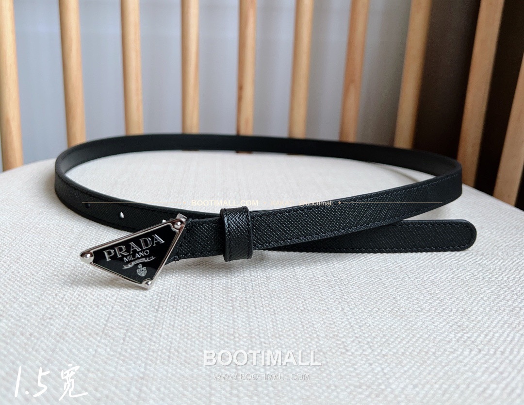 프라다 사피아노 레더 트라이앵글 버클 슬림 벨트 Prada Saffiano Leather Triangle Buckle Slim Belt 1.5cm 4