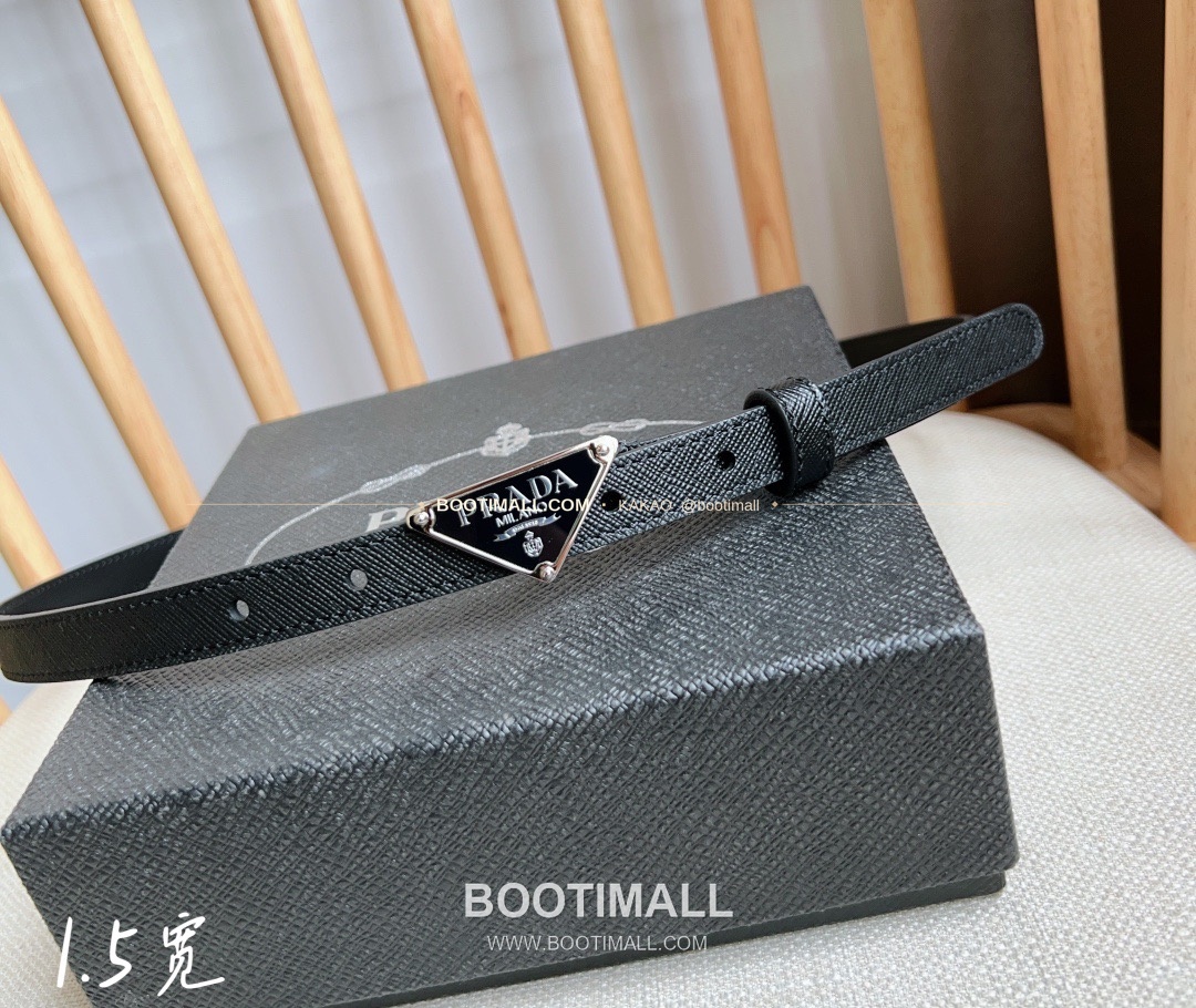 프라다 사피아노 레더 트라이앵글 버클 슬림 벨트 Prada Saffiano Leather Triangle Buckle Slim Belt 1.5cm 7