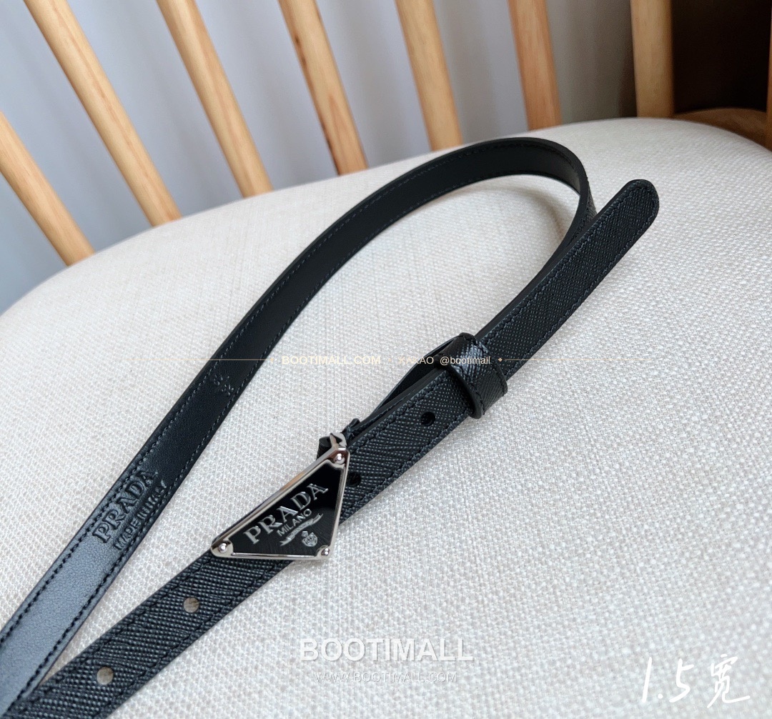 프라다 사피아노 레더 트라이앵글 버클 슬림 벨트 Prada Saffiano Leather Triangle Buckle Slim Belt 1.5cm 8