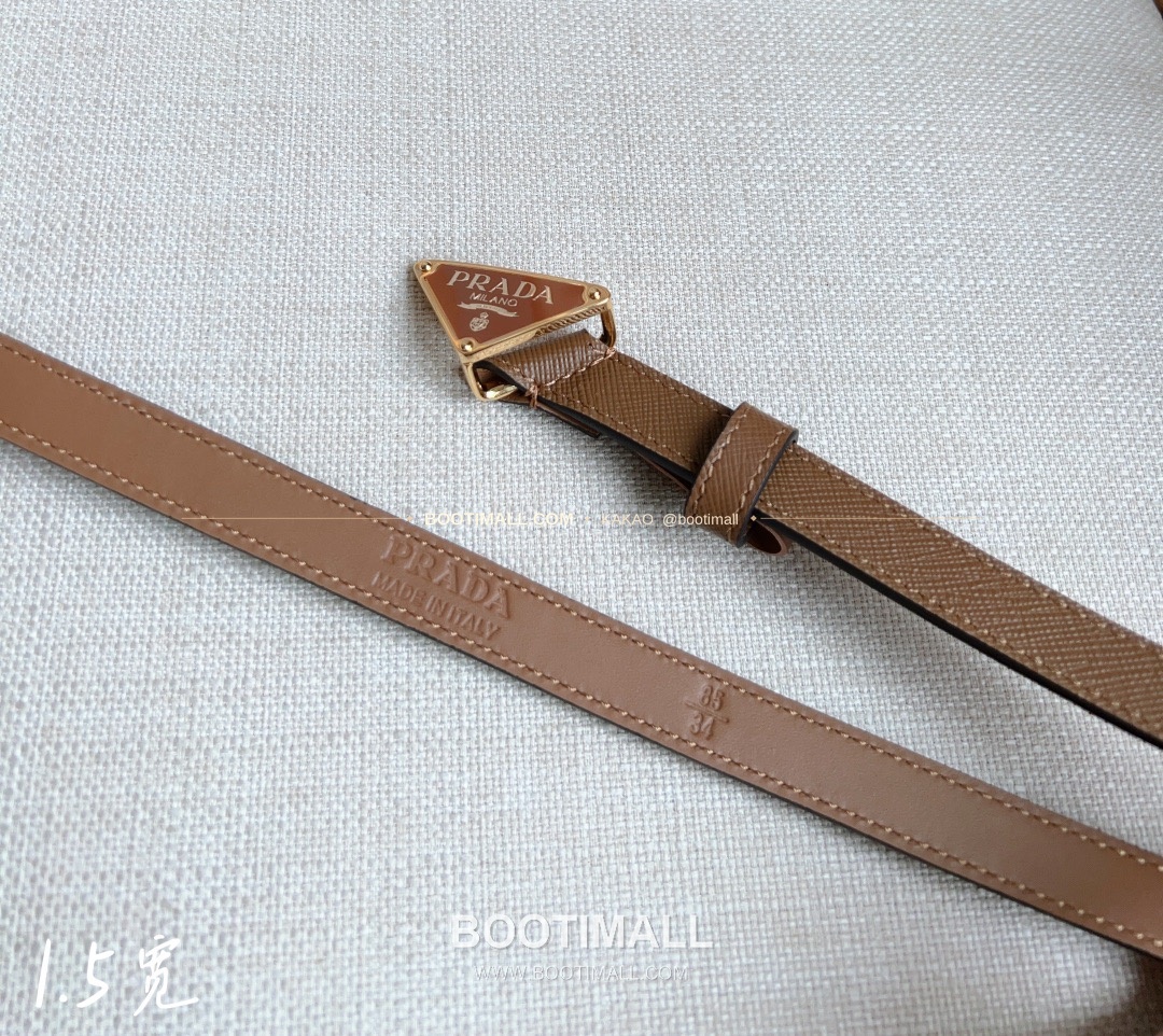 프라다 사피아노 레더 트라이앵글 버클 슬림 벨트 Prada Saffiano Leather Triangle Buckle Slim Belt 1.5cm 3