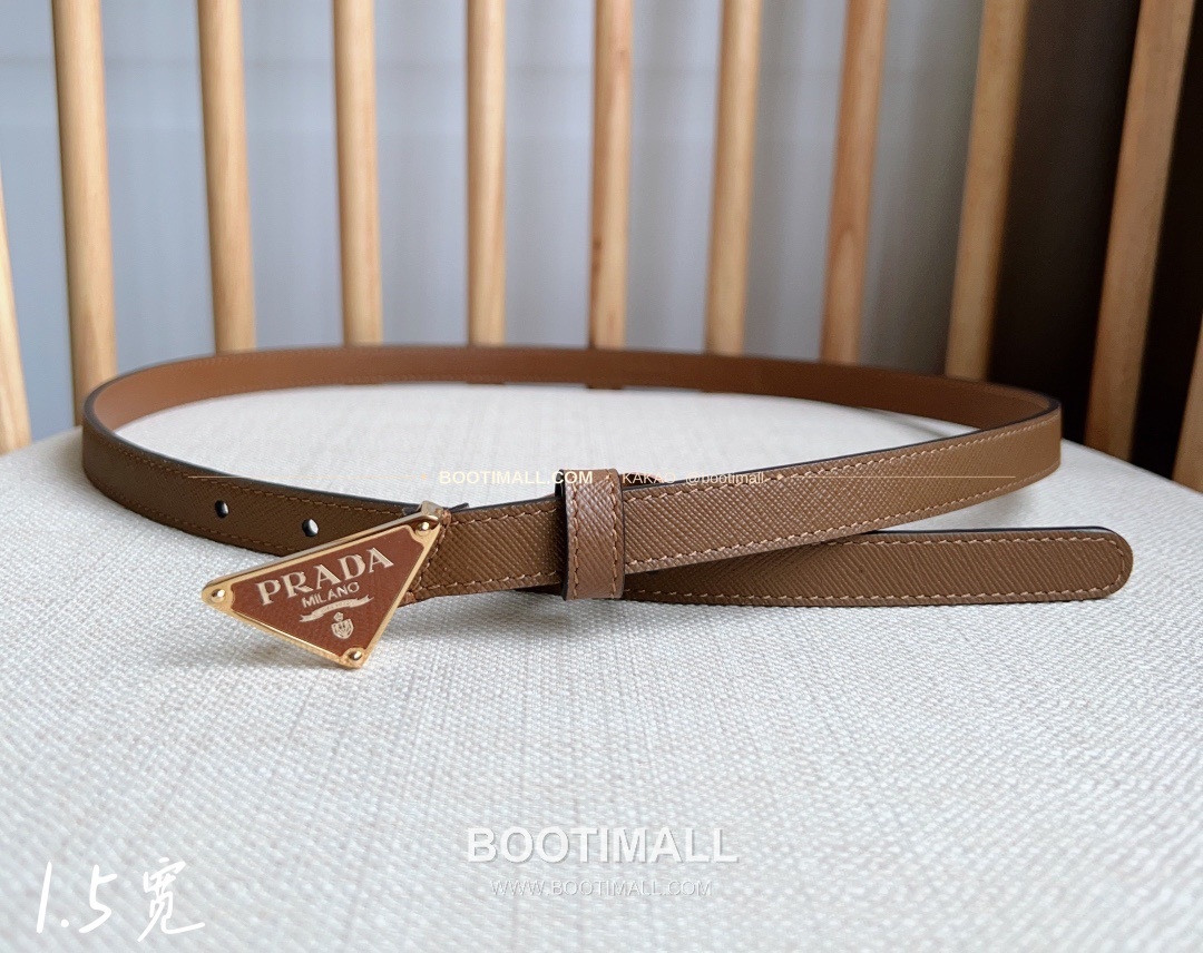 프라다 사피아노 레더 트라이앵글 버클 슬림 벨트 Prada Saffiano Leather Triangle Buckle Slim Belt 1.5cm 4
