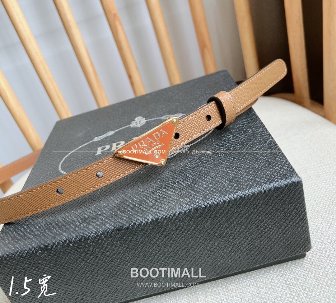 프라다 사피아노 레더 트라이앵글 버클 슬림 벨트 Prada Saffiano Leather Triangle Buckle Slim Belt 1.5cm 7