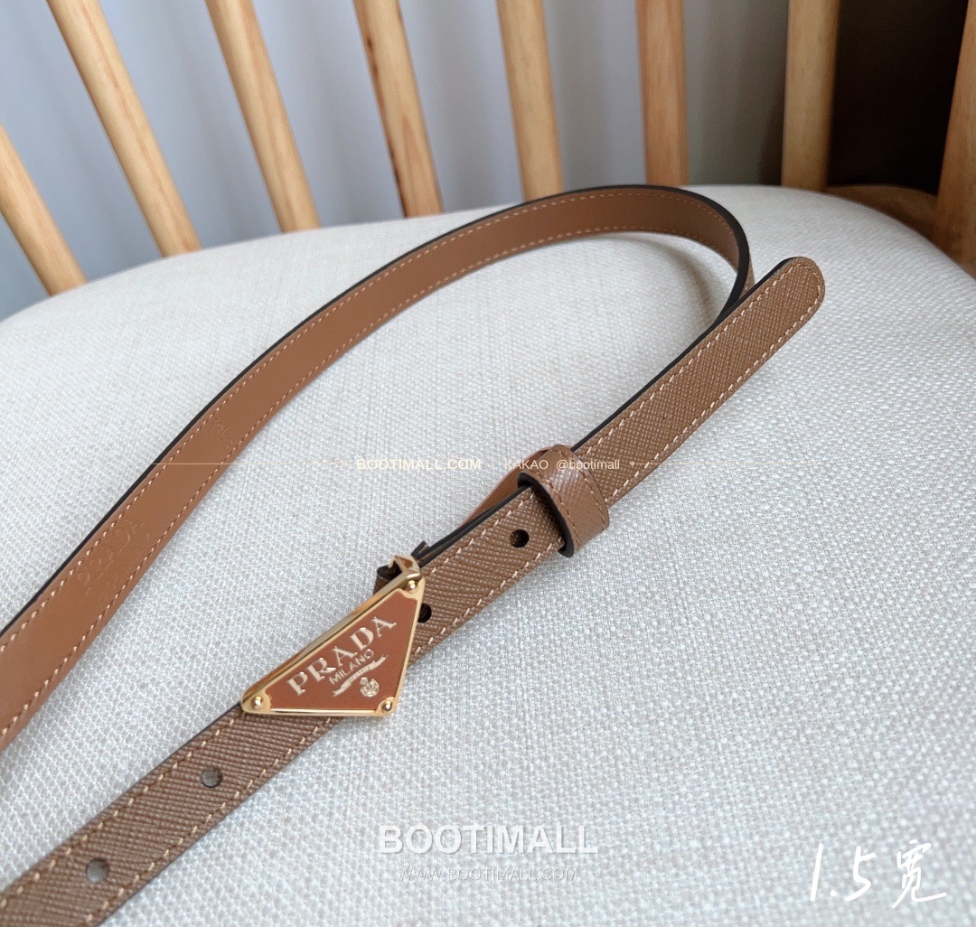 프라다 사피아노 레더 트라이앵글 버클 슬림 벨트 Prada Saffiano Leather Triangle Buckle Slim Belt 1.5cm 8