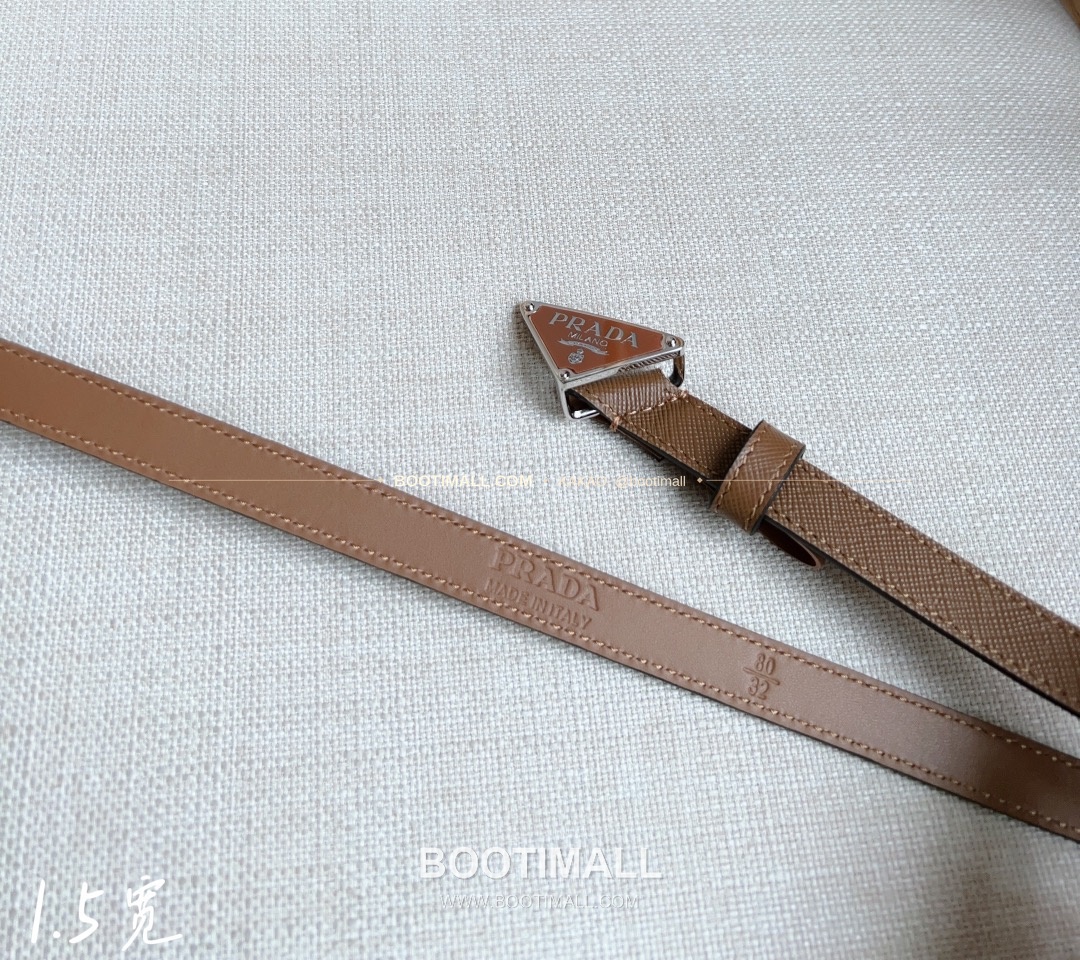 프라다 사피아노 레더 트라이앵글 버클 슬림 벨트 Prada Saffiano Leather Triangle Buckle Slim Belt 1.5cm 3