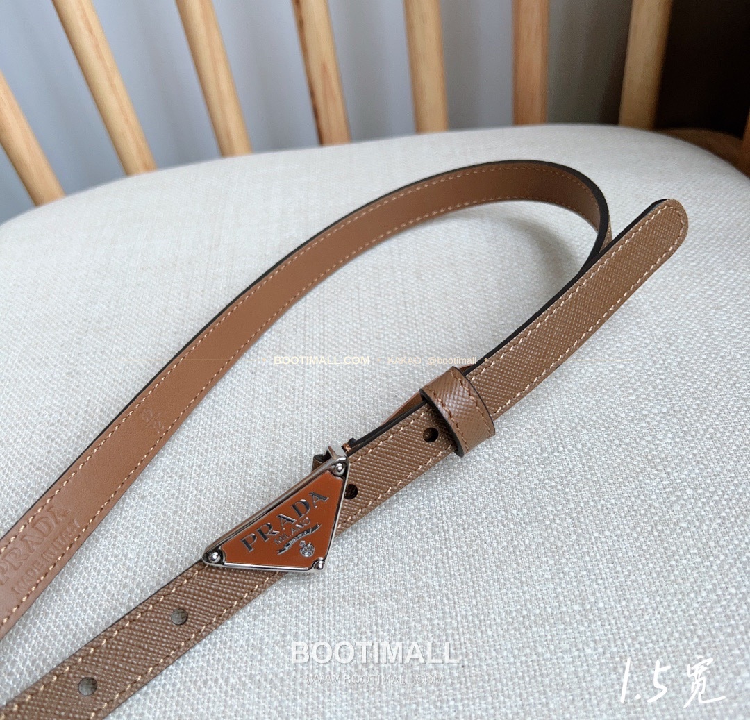 프라다 사피아노 레더 트라이앵글 버클 슬림 벨트 Prada Saffiano Leather Triangle Buckle Slim Belt 1.5cm 8