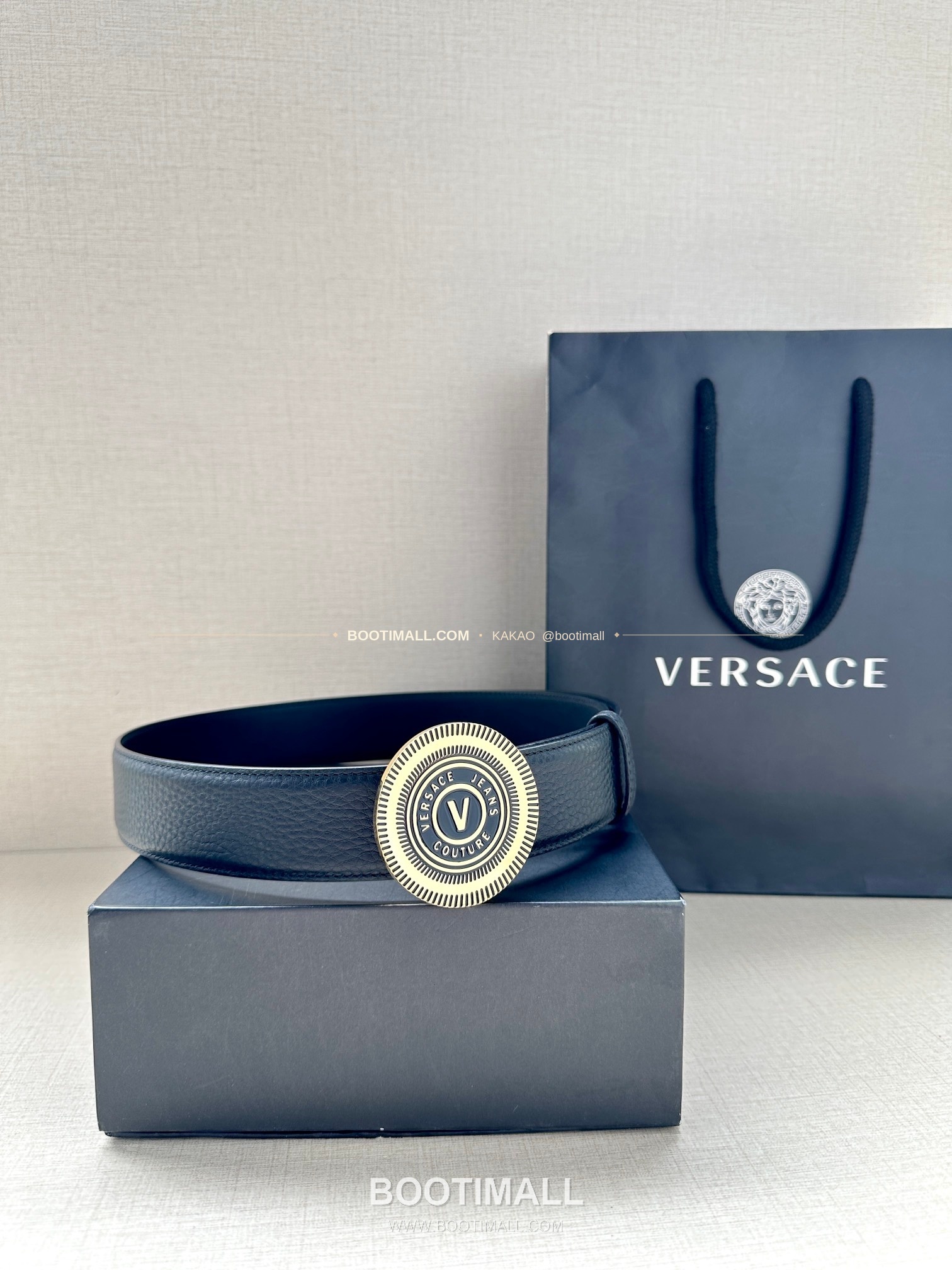 베르사체진쿠튀르 카프스킨 V 엠블럼 라그레카 플레이트 벨트 Versace Jeans Couture Calfskin V Emblem La Greca Plate Belt 3.8cm 5