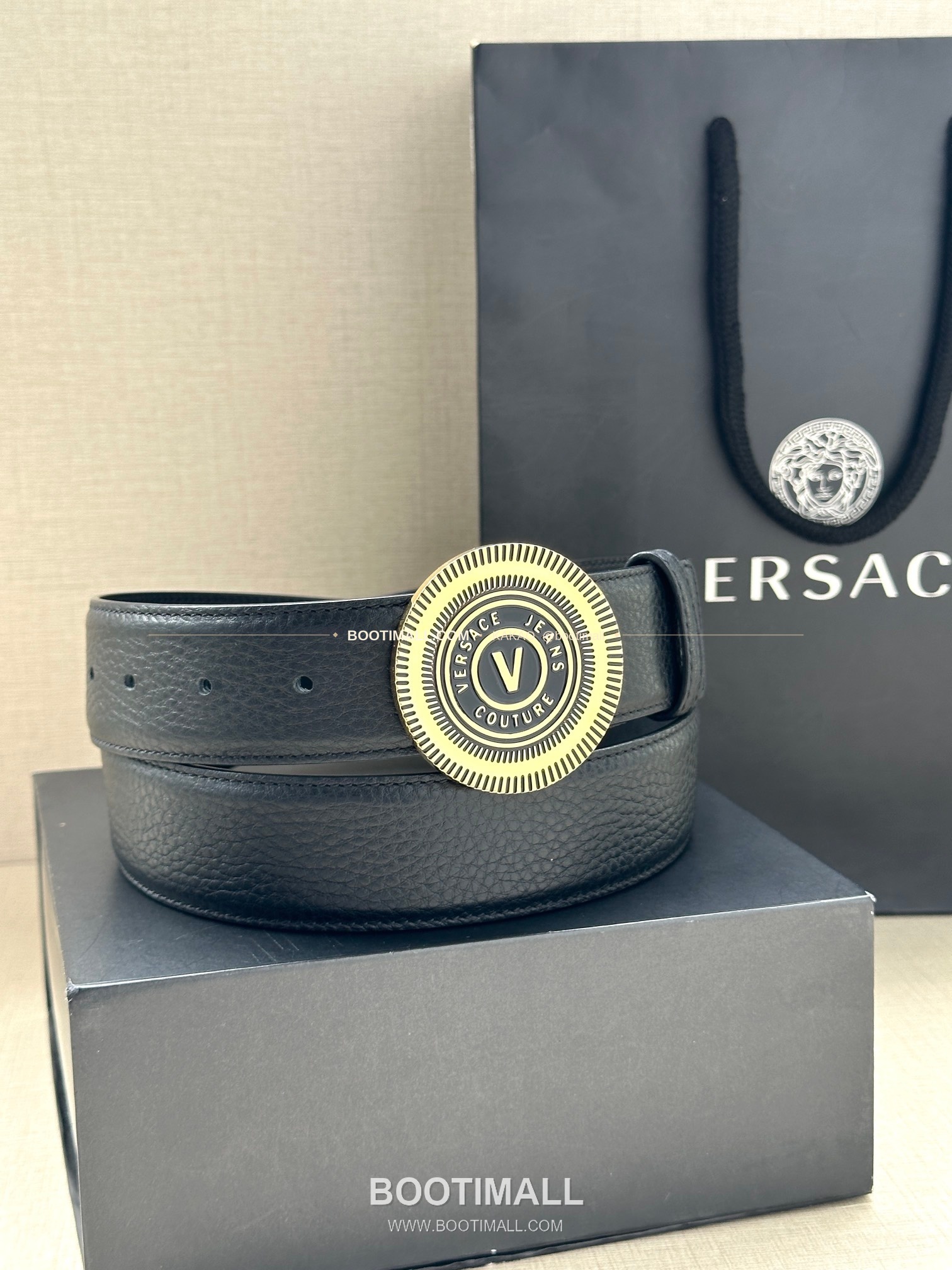 베르사체진쿠튀르 카프스킨 V 엠블럼 라그레카 플레이트 벨트 Versace Jeans Couture Calfskin V Emblem La Greca Plate Belt 3.8cm 7